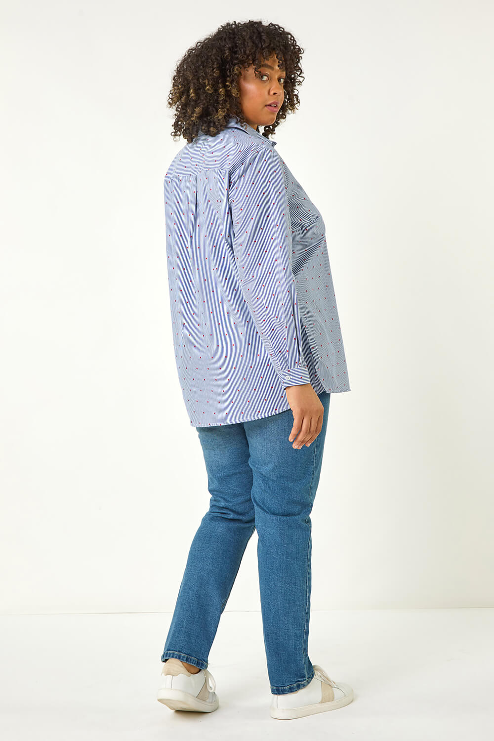 Blue Curve Dobby Spot Stripe Shirt, Image 4 of 5