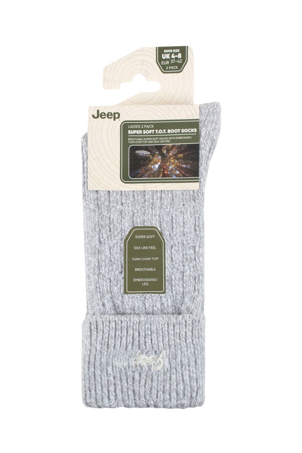 Grey 2 Pack Super Soft Boot Socks, Image 2 of 3