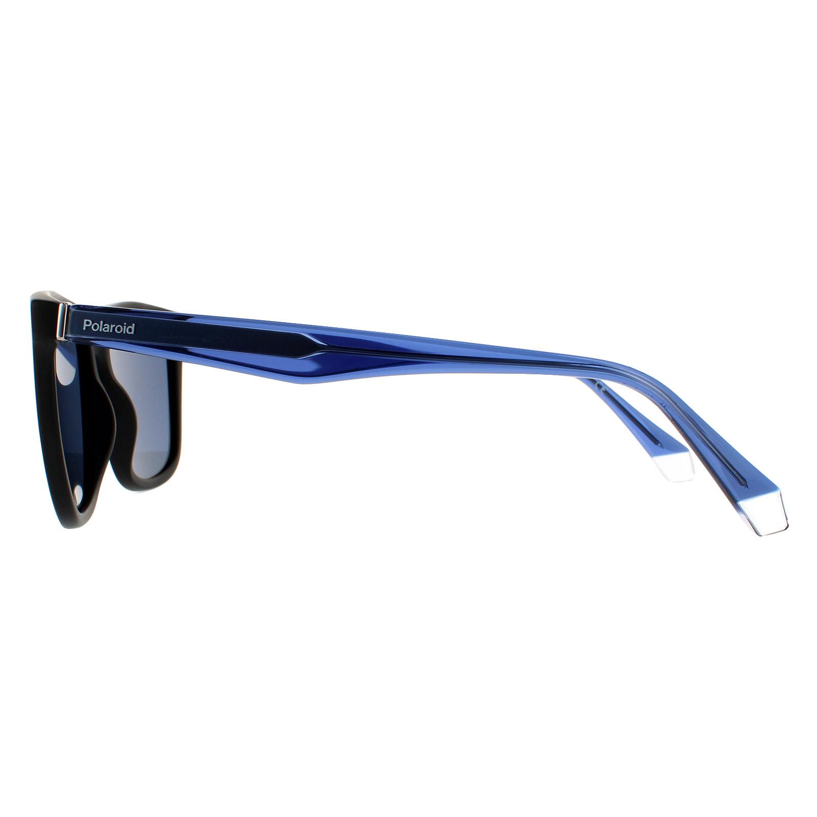 Black Square Black Transparent Blue Blue Polarized Sunglasses, Image 3 of 4