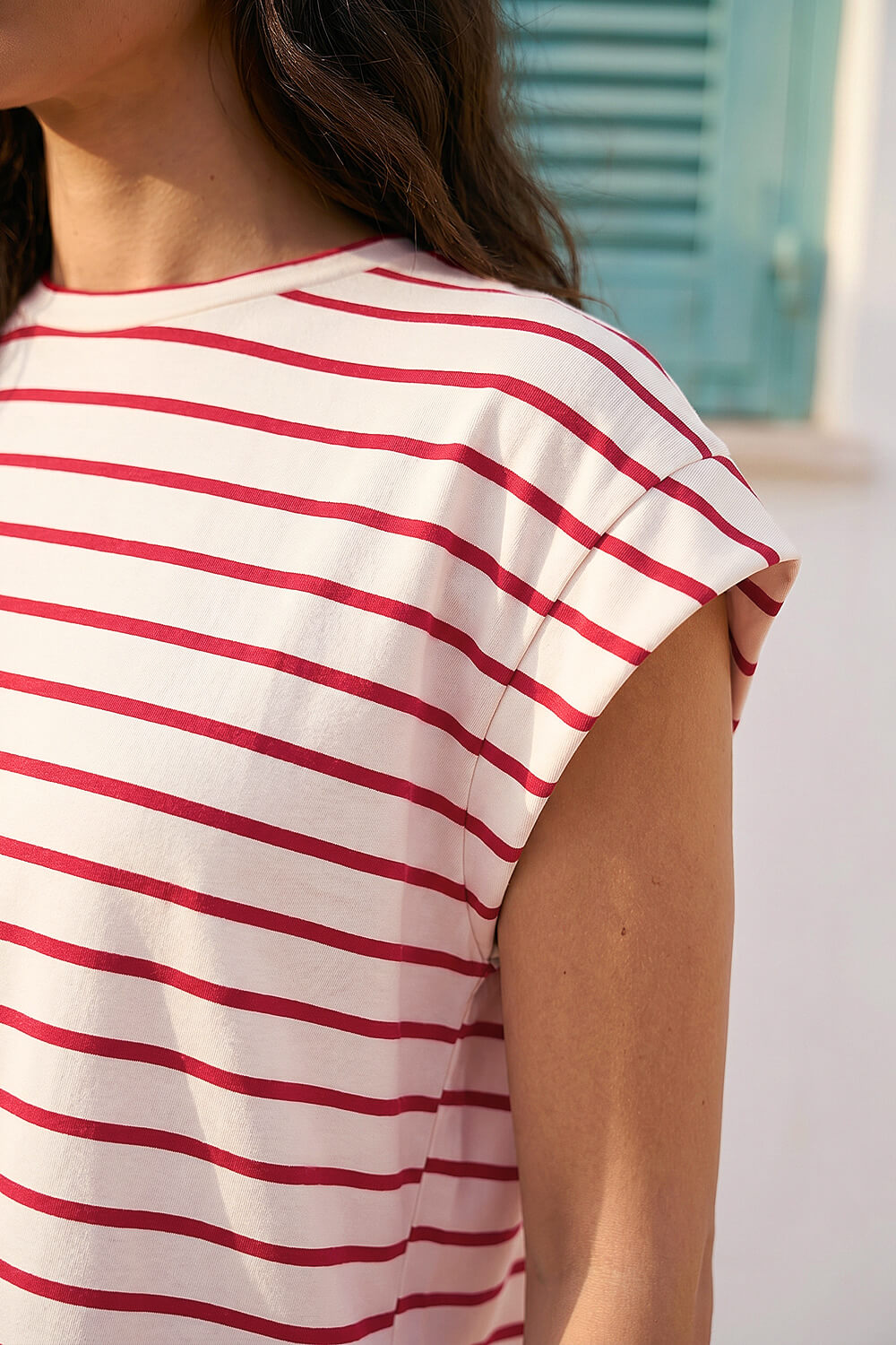 Red Soft Touch Stripe Stretch Top, Image 5 of 4