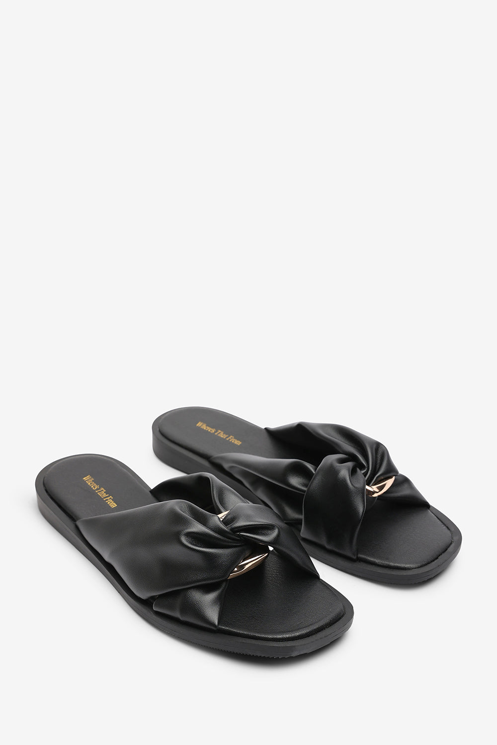 Black Brooklyne Twist Open Toe Slide On Sandals, Image 4 of 6