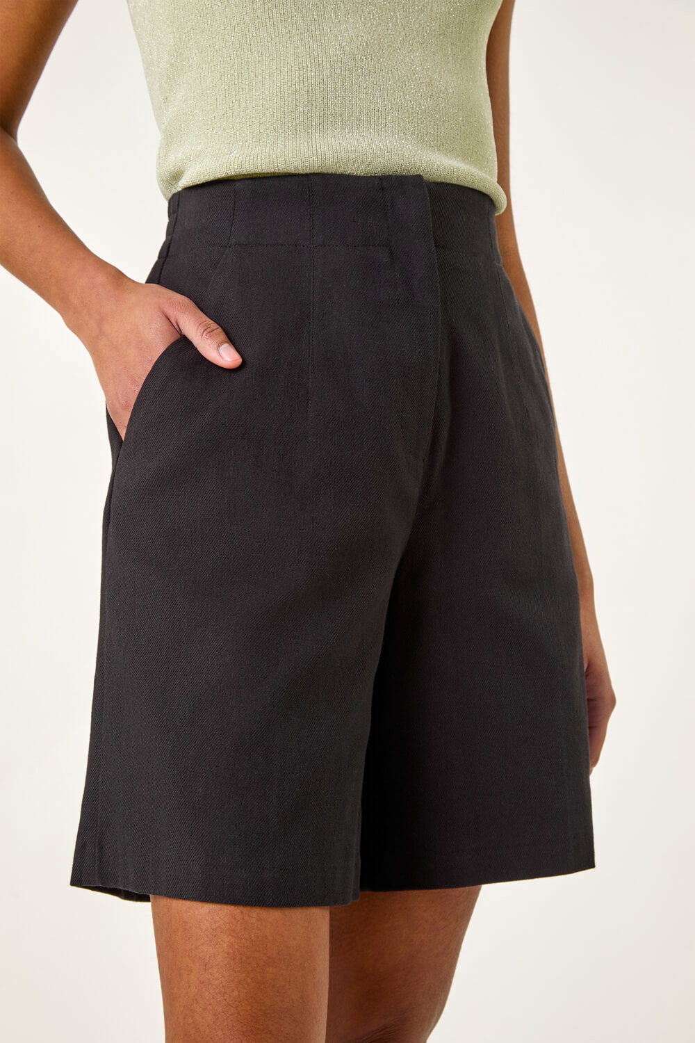 Black Smart Twill Pocket Shorts, Image 6 of 7
