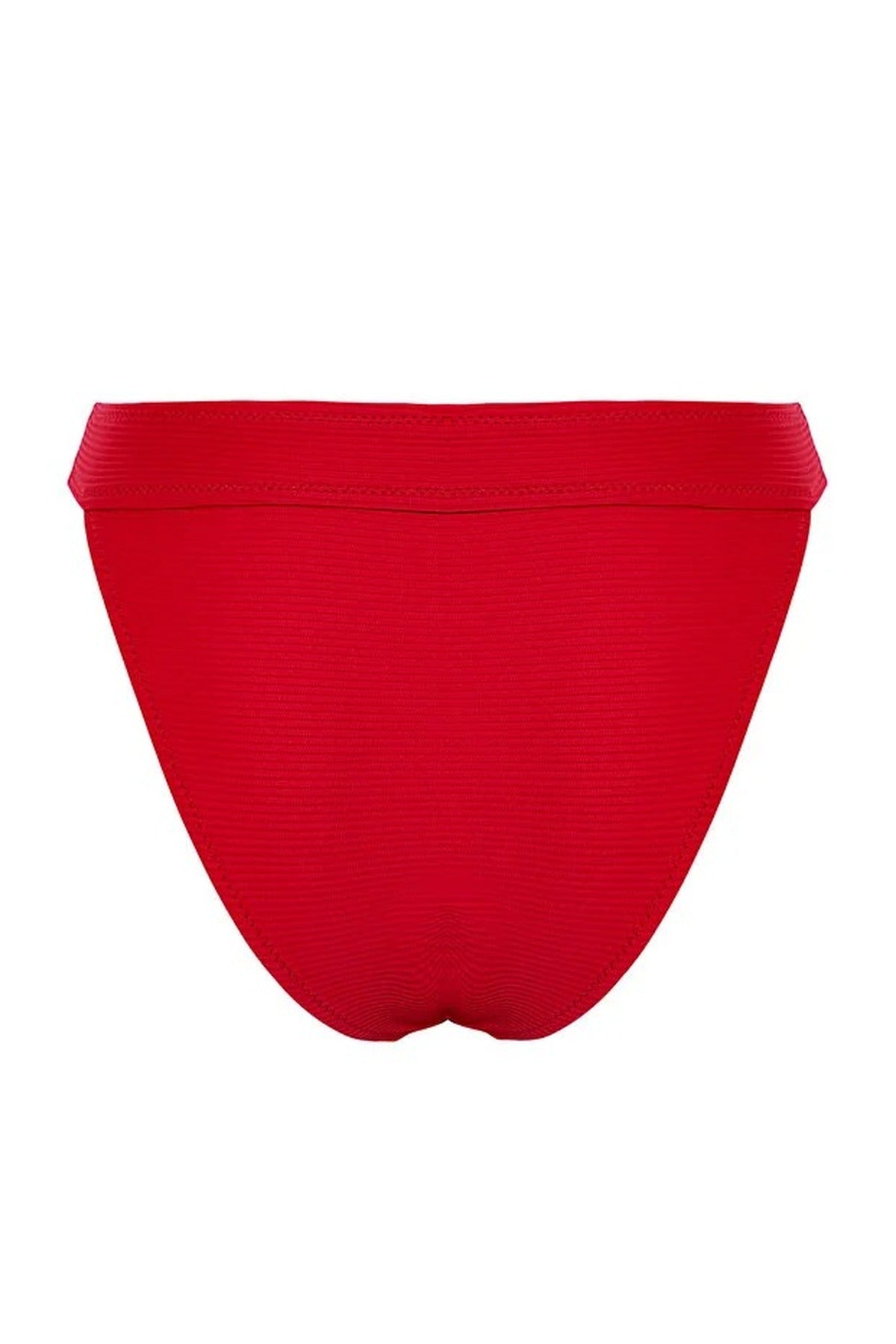 Red WOVCOR Red Textured Regular Waist Bikini Bottom with Minimal High Leg Fit, Image 3 of 4