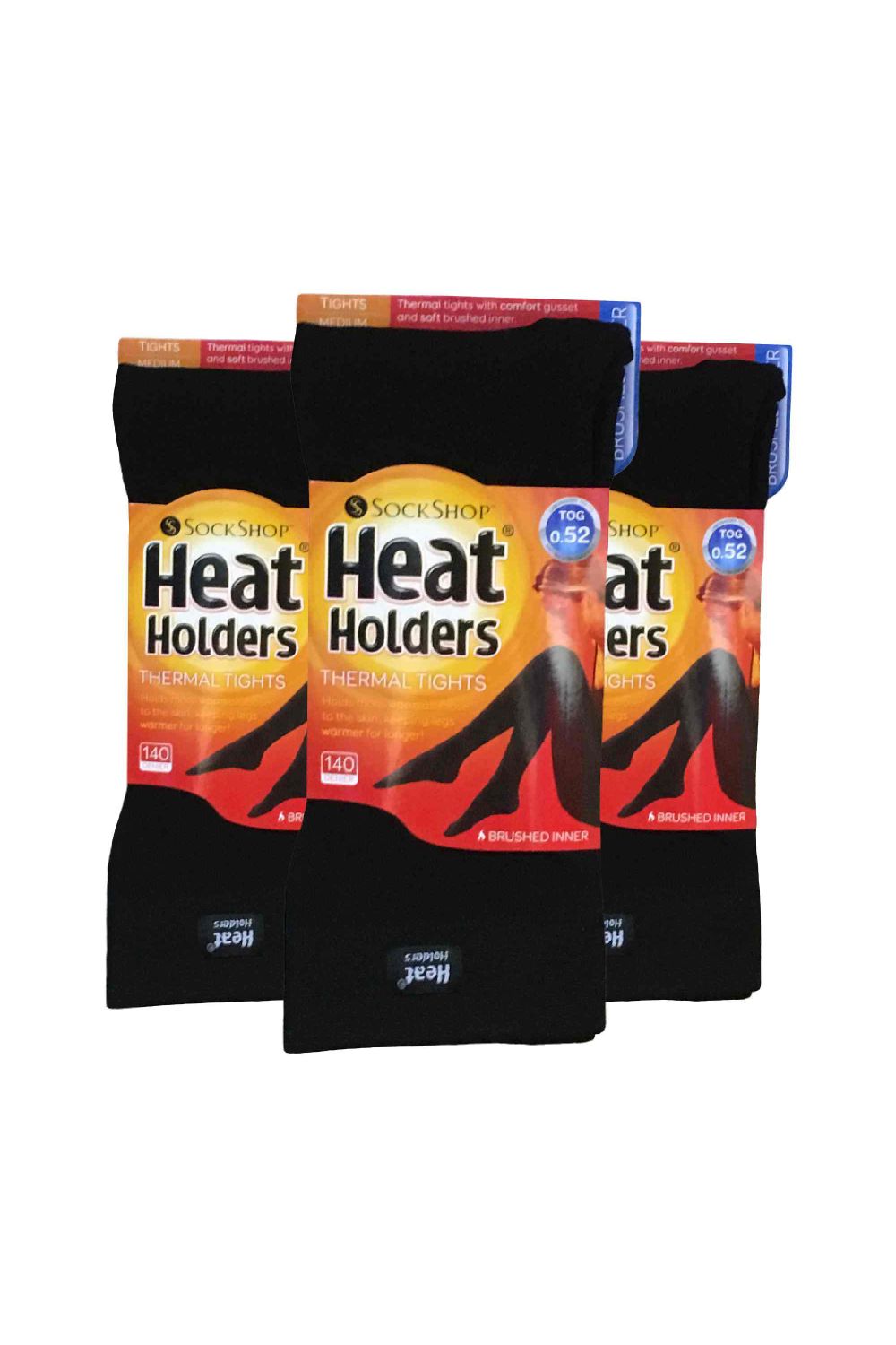Black 3 Pairs Fleece Lined Thermal Tights, Image 2 of 3