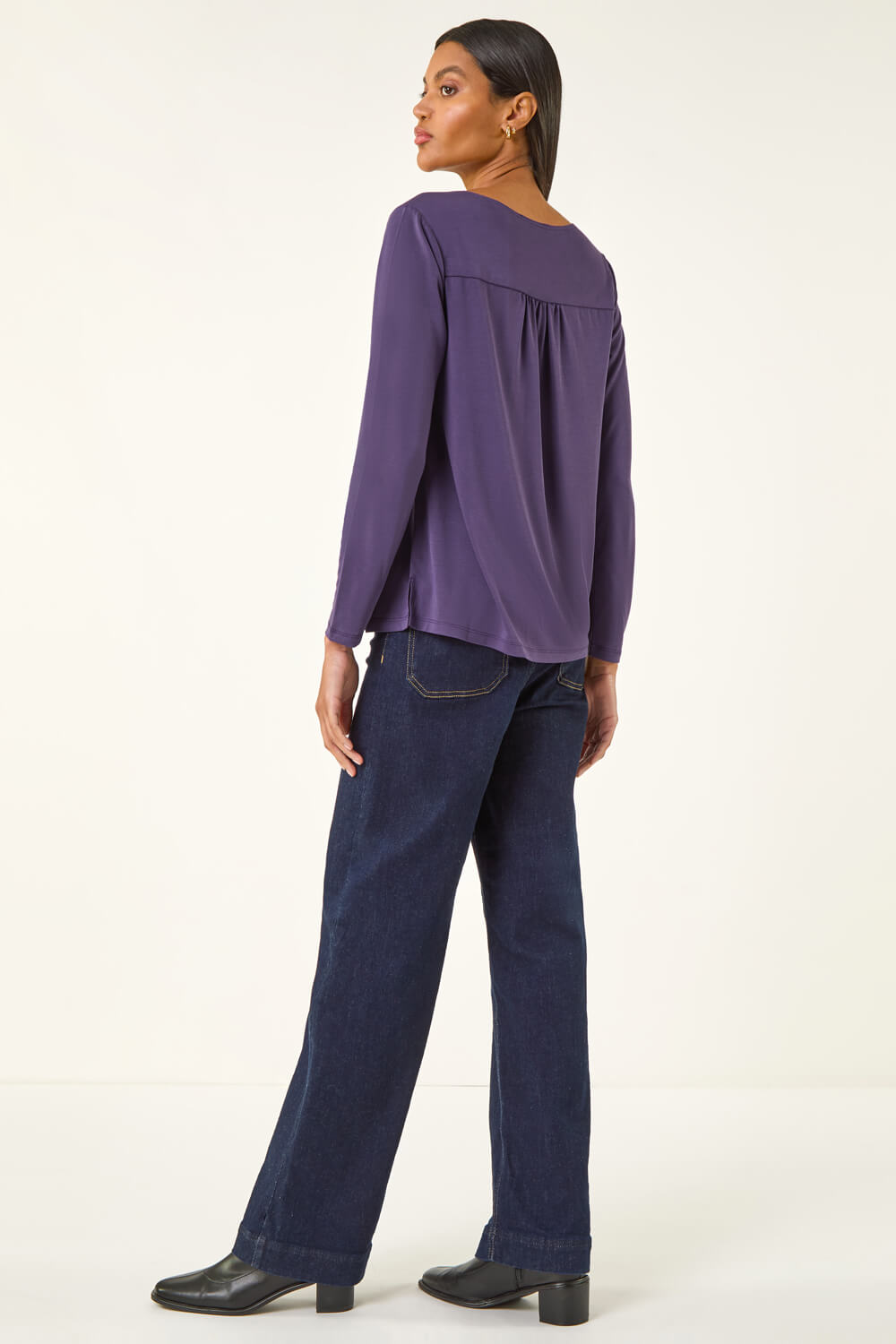 Purple Cowl Neck Premium Stretch Top, Image 4 of 5