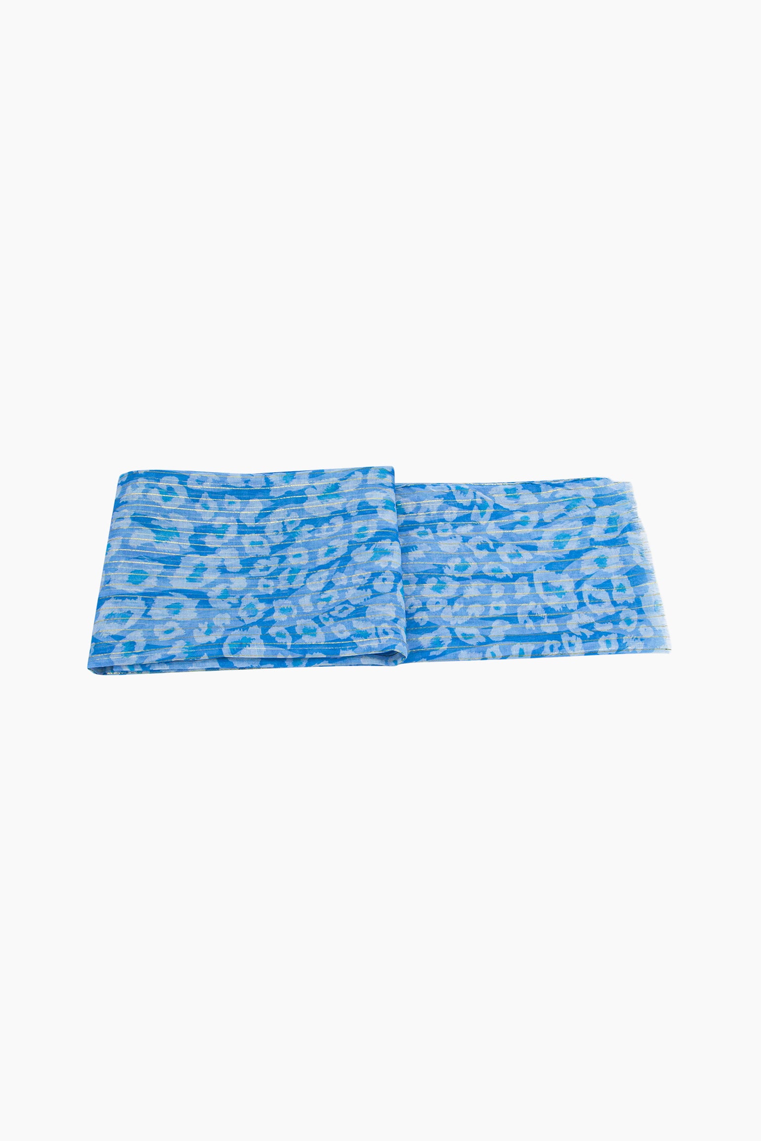 Blue Sarta Blue Metallic Pinstripe Lightweight Leopard Scarf, Image 3 of 5