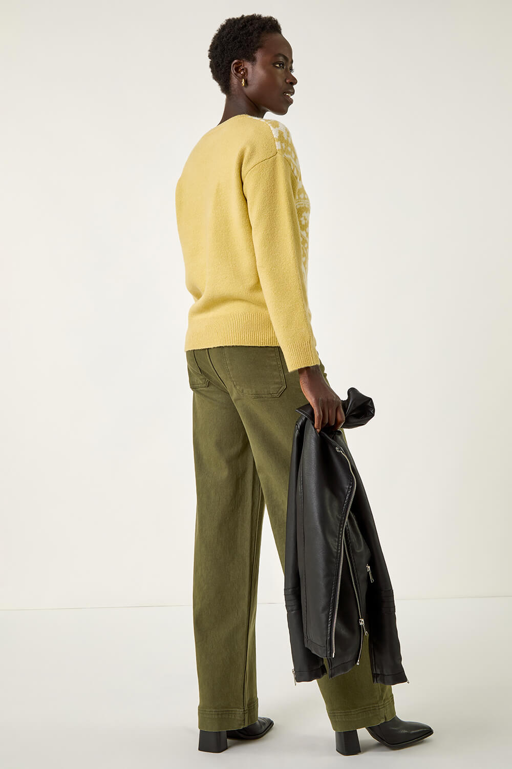 Pale Green Floral Jacquard Knit Jumper , Image 4 of 5