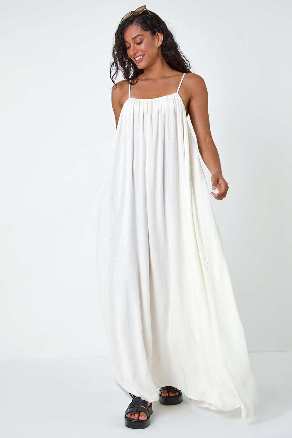 Ivory Dusk Woven Strappy Maxi Dress, Image 3 of 5