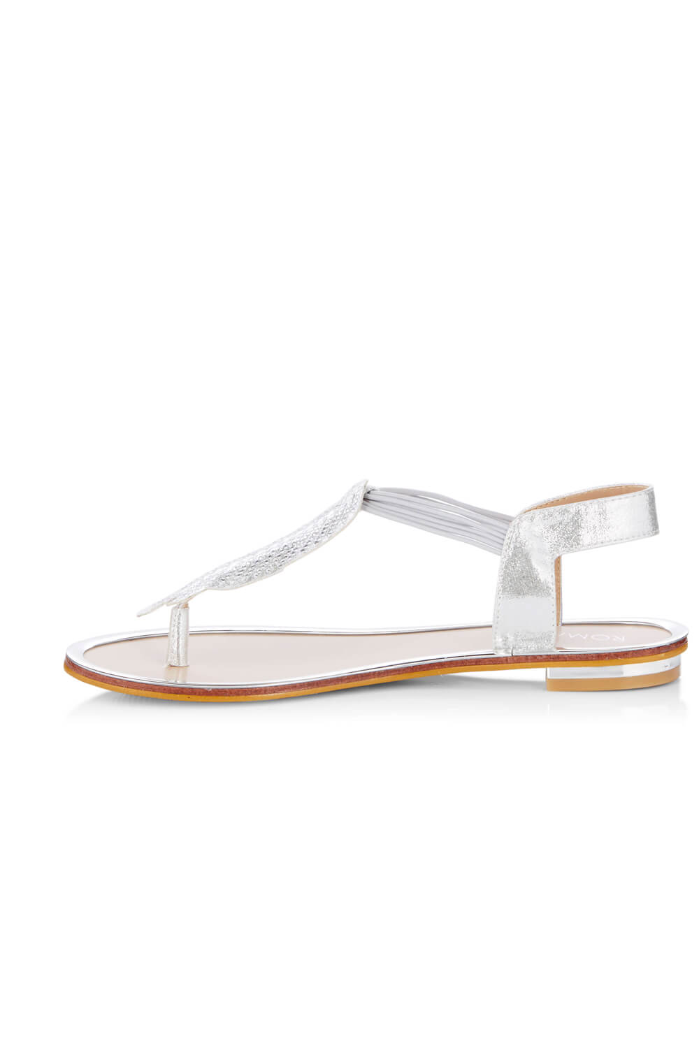 Silver Sparkle Leaf Thong Sandals, Image 1 of 5