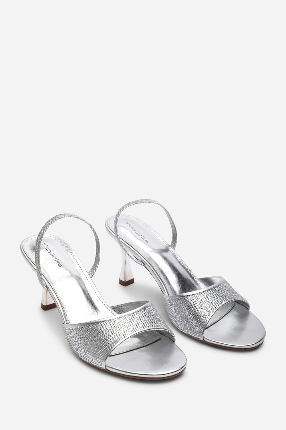 Silver Where's That From Silver Harmony Open Toe Mid Heel Sandal with Sling back, Image 4 of 6
