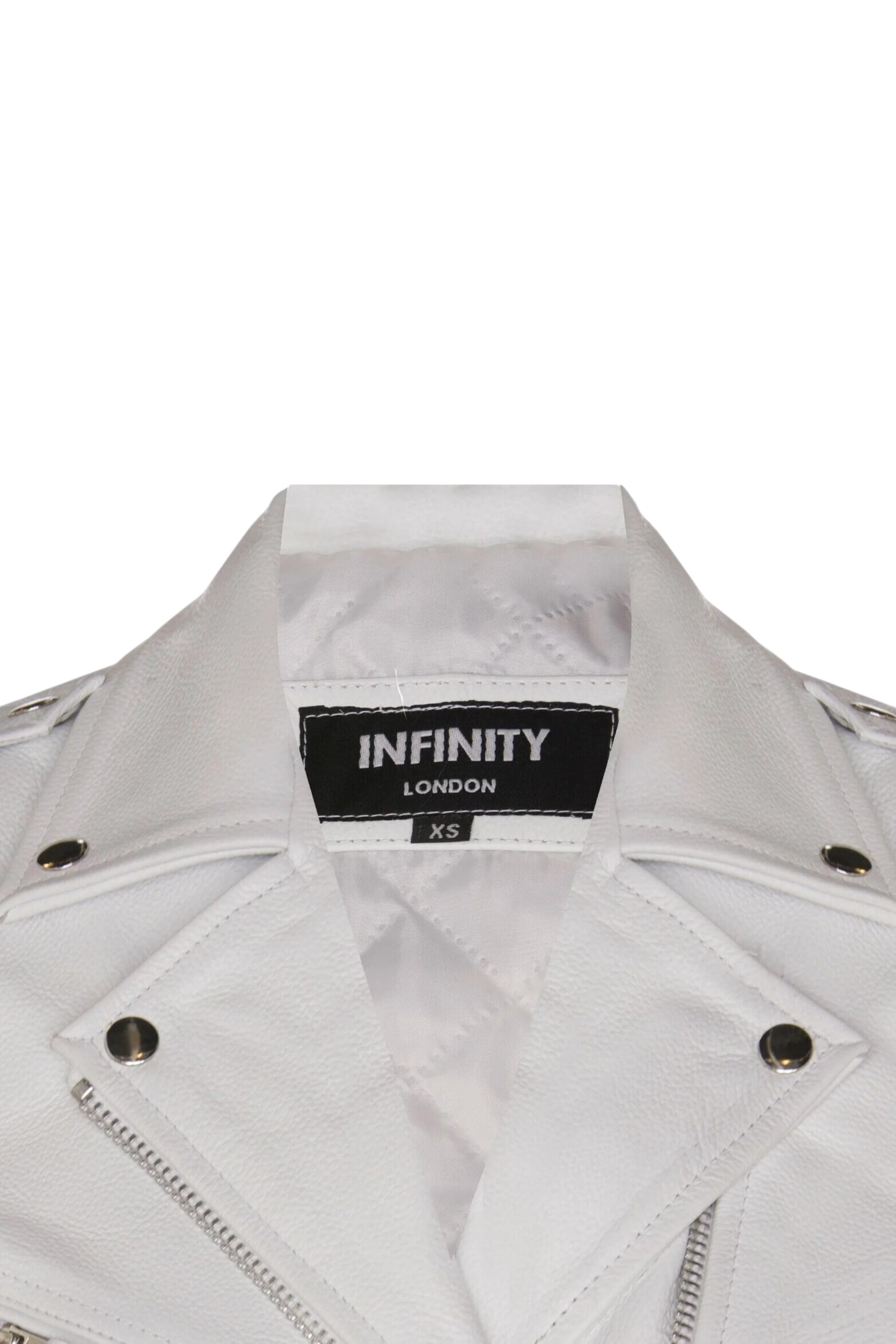 White Womens Leather Biker Jacket - Mansfield, Image 4 of 4