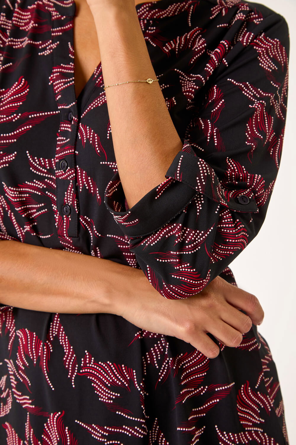 Red Textured Abstract Print Top, Image 6 of 5