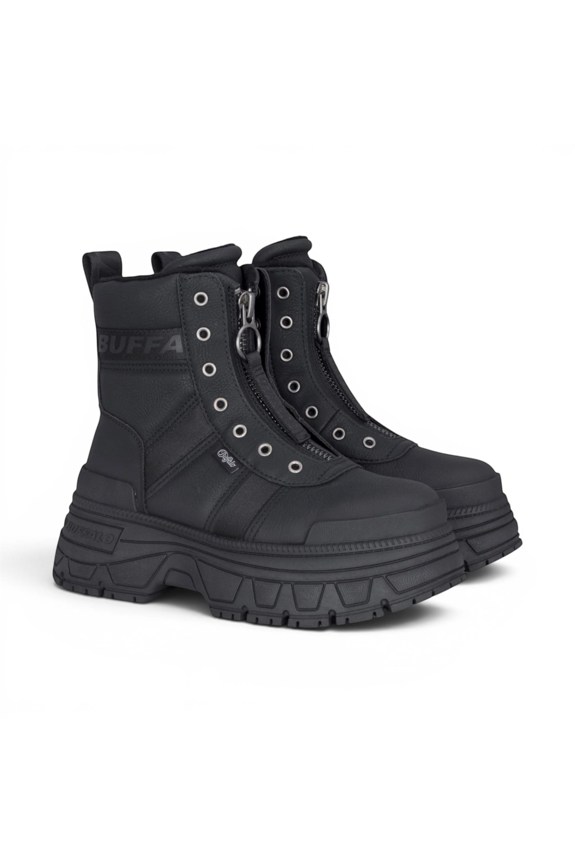 Black Womens Platform High Ankle Boots-Fusion, Image 2 of 7