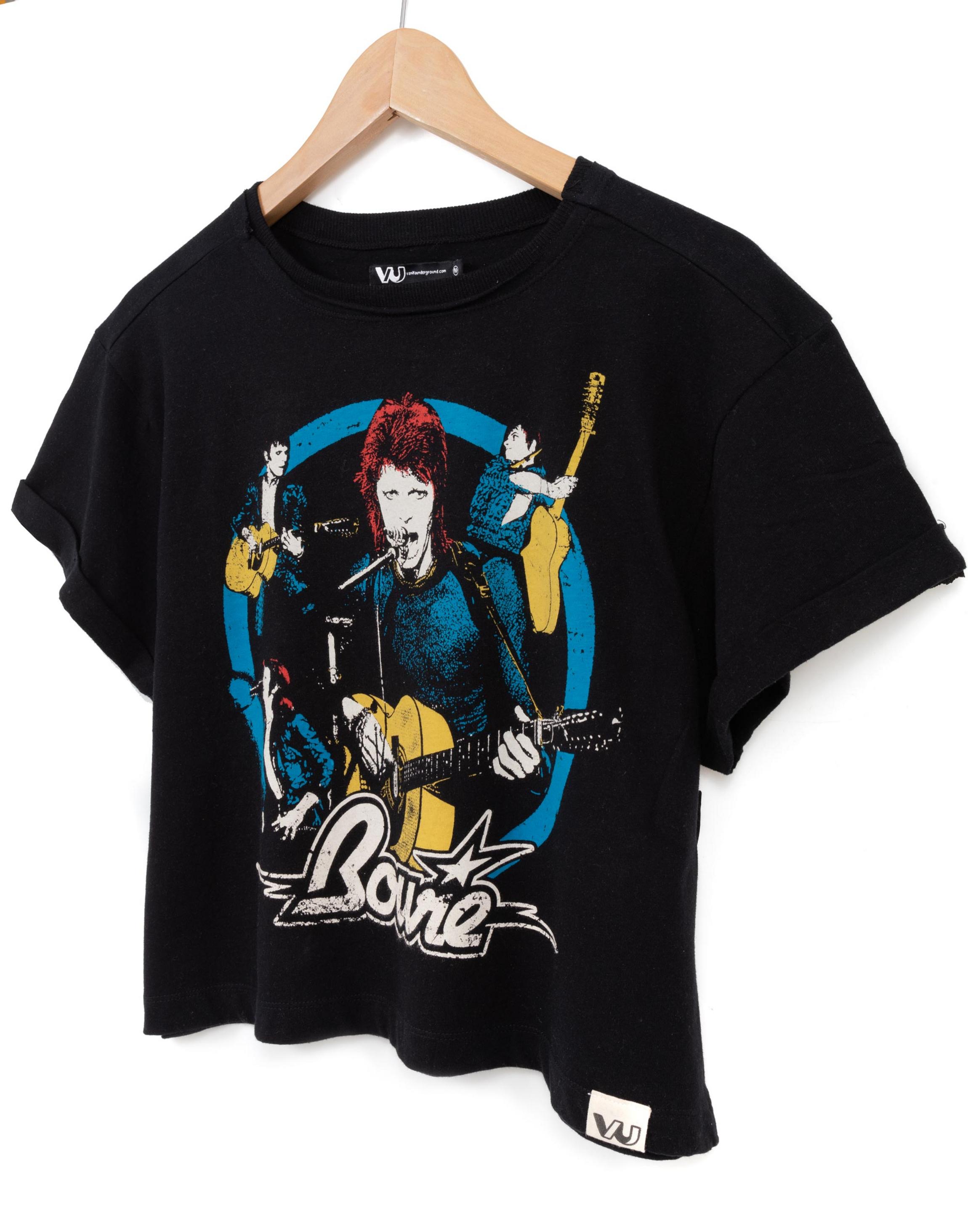 Black David Bowie Circle Crop T-Shirt, Image 4 of 5