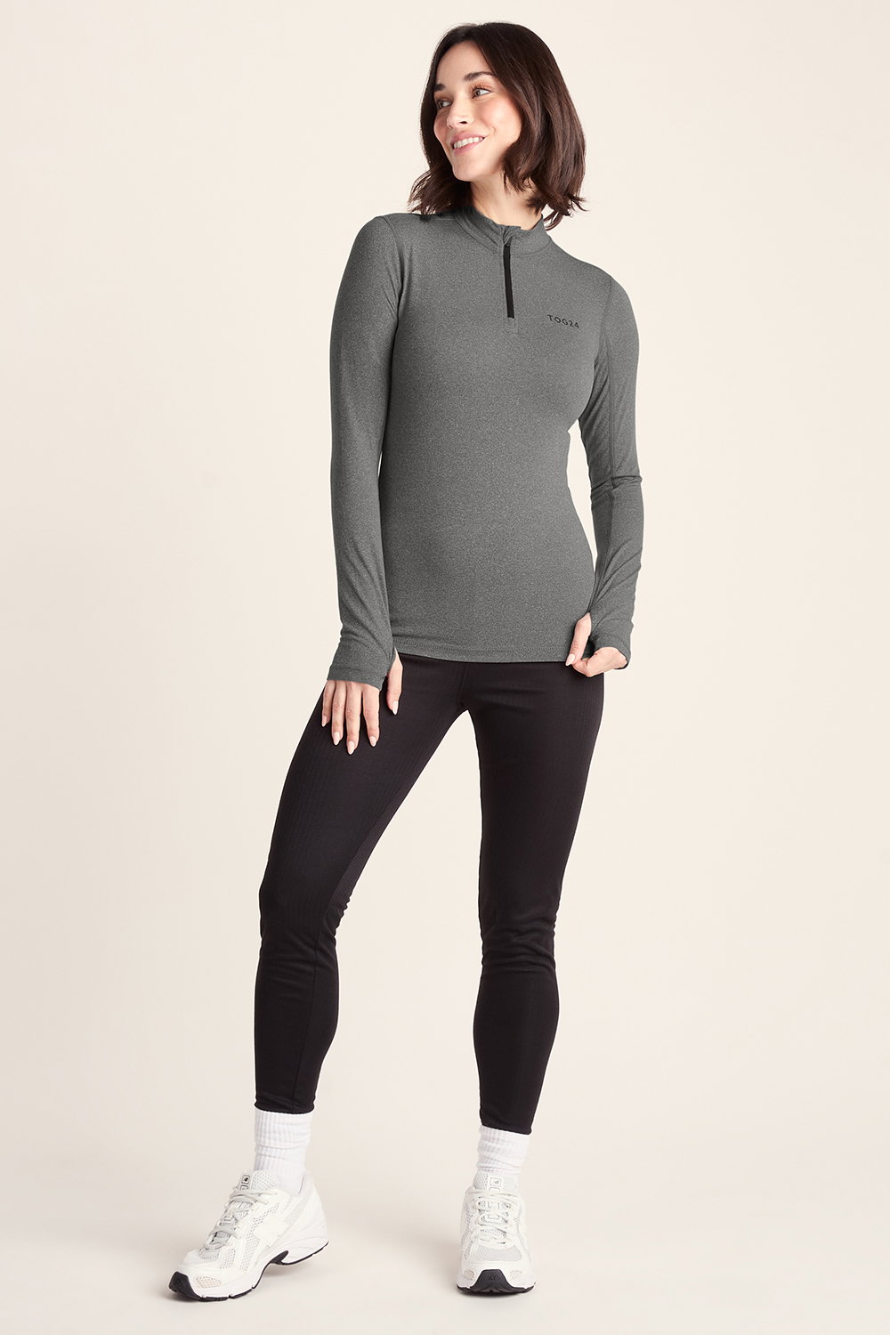 Grey Snowdon Thermal Base Layer Quarter Zip, Image 3 of 4