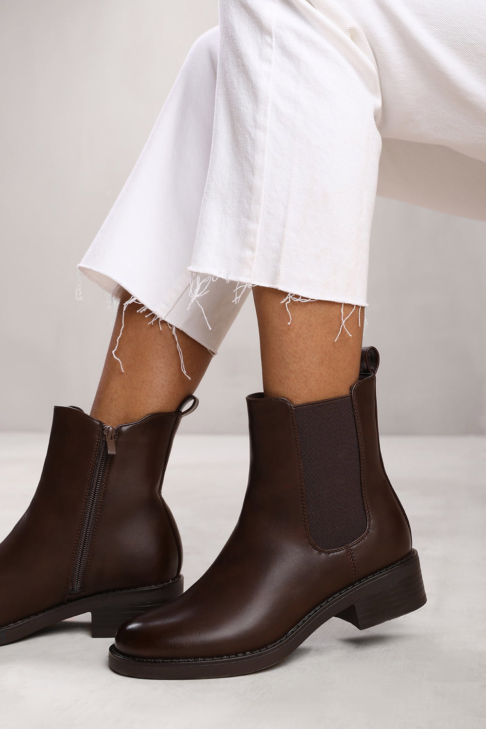 Dark Brown 'Serna' Ankle Boot With Elastic Panel, Image 1 of 4