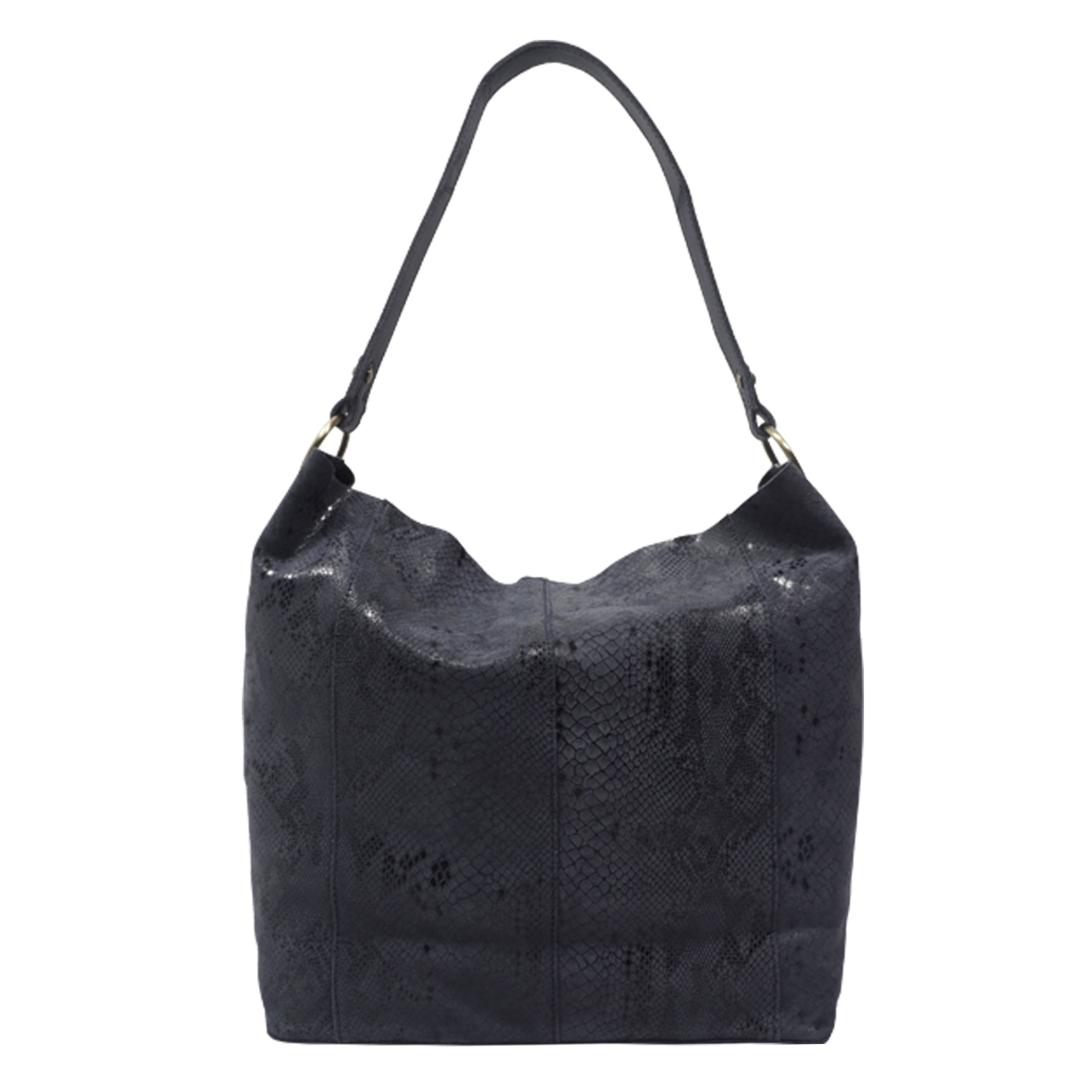 Navy 'Esme' Python Snake Real Leather Slouchy Hobo Bag, Image 2 of 3