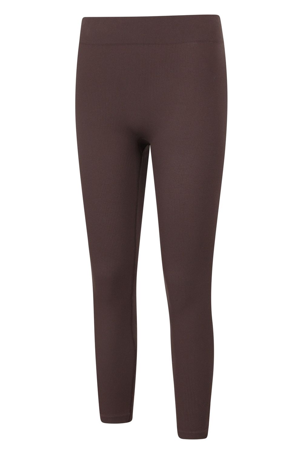 Brown Carmel Ribbed Seamless Thermal Bottoms, Image 3 of 4