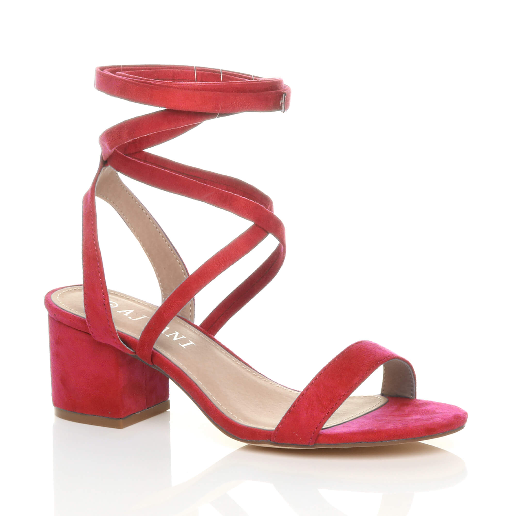 Purple Mid Block Heel Tie Up Sandals