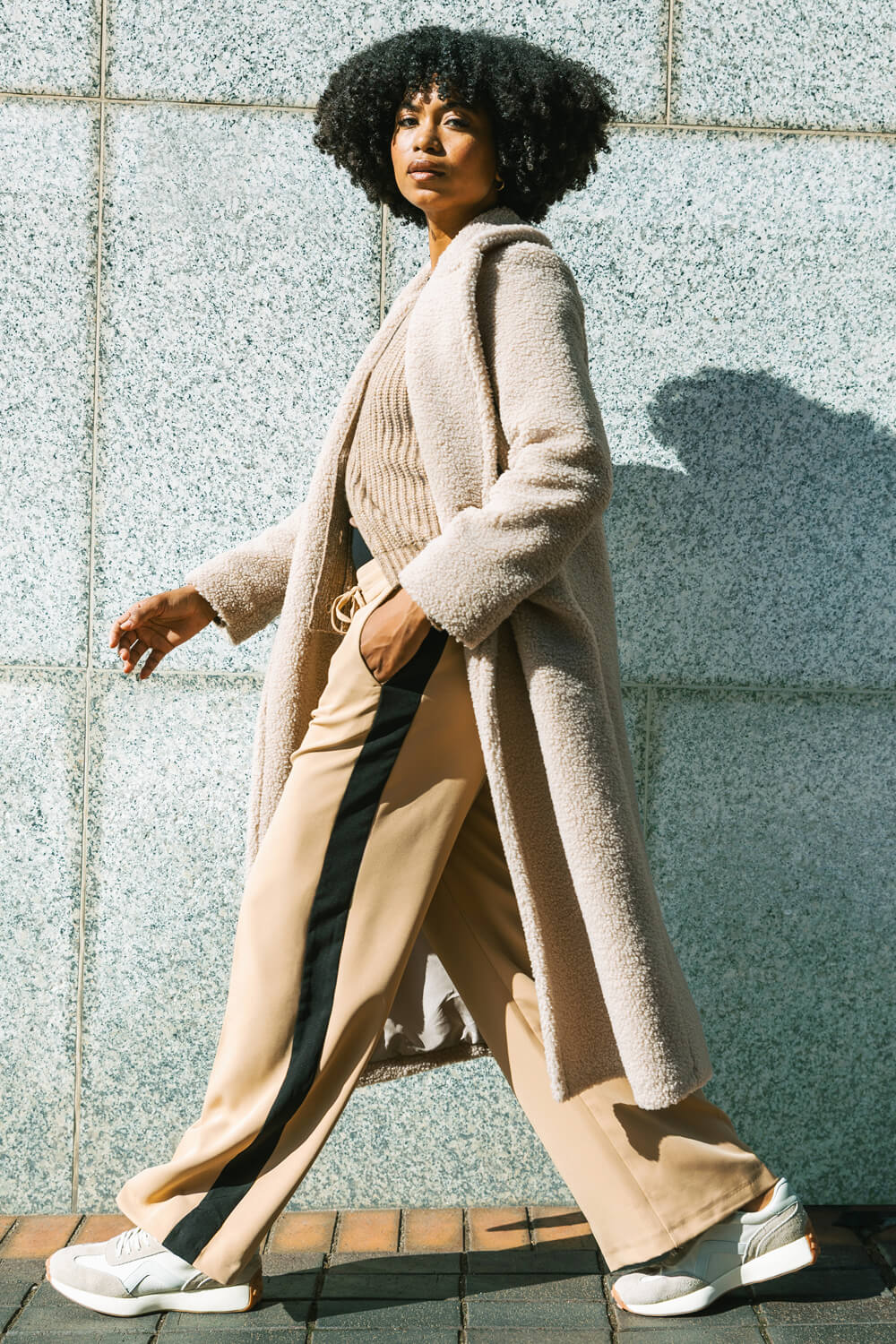 Tan Side Stripe Wide Leg Trouser, Image 8 of 7