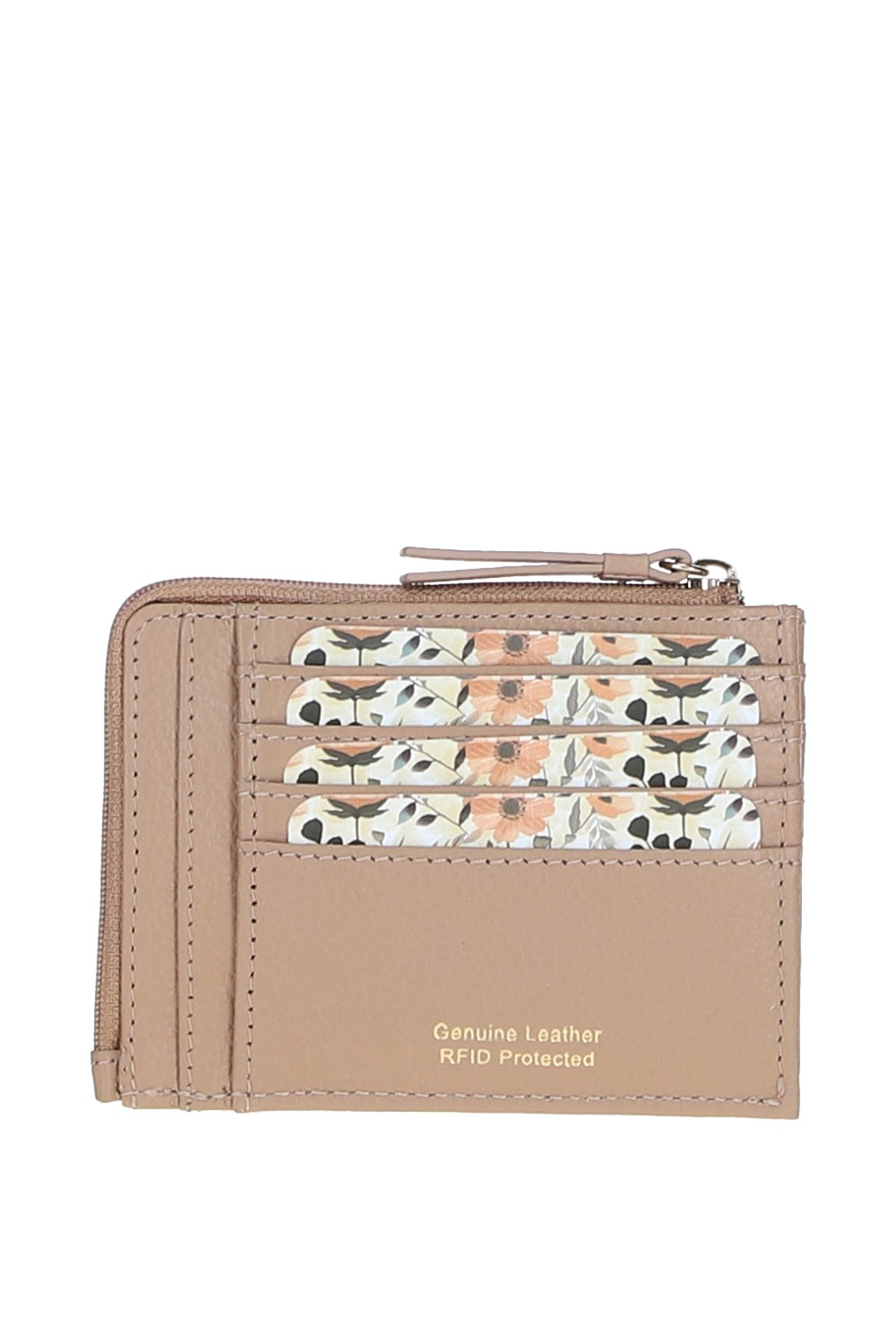 Beige Real Leather Small Purse with RFID Protection, Image 3 of 4