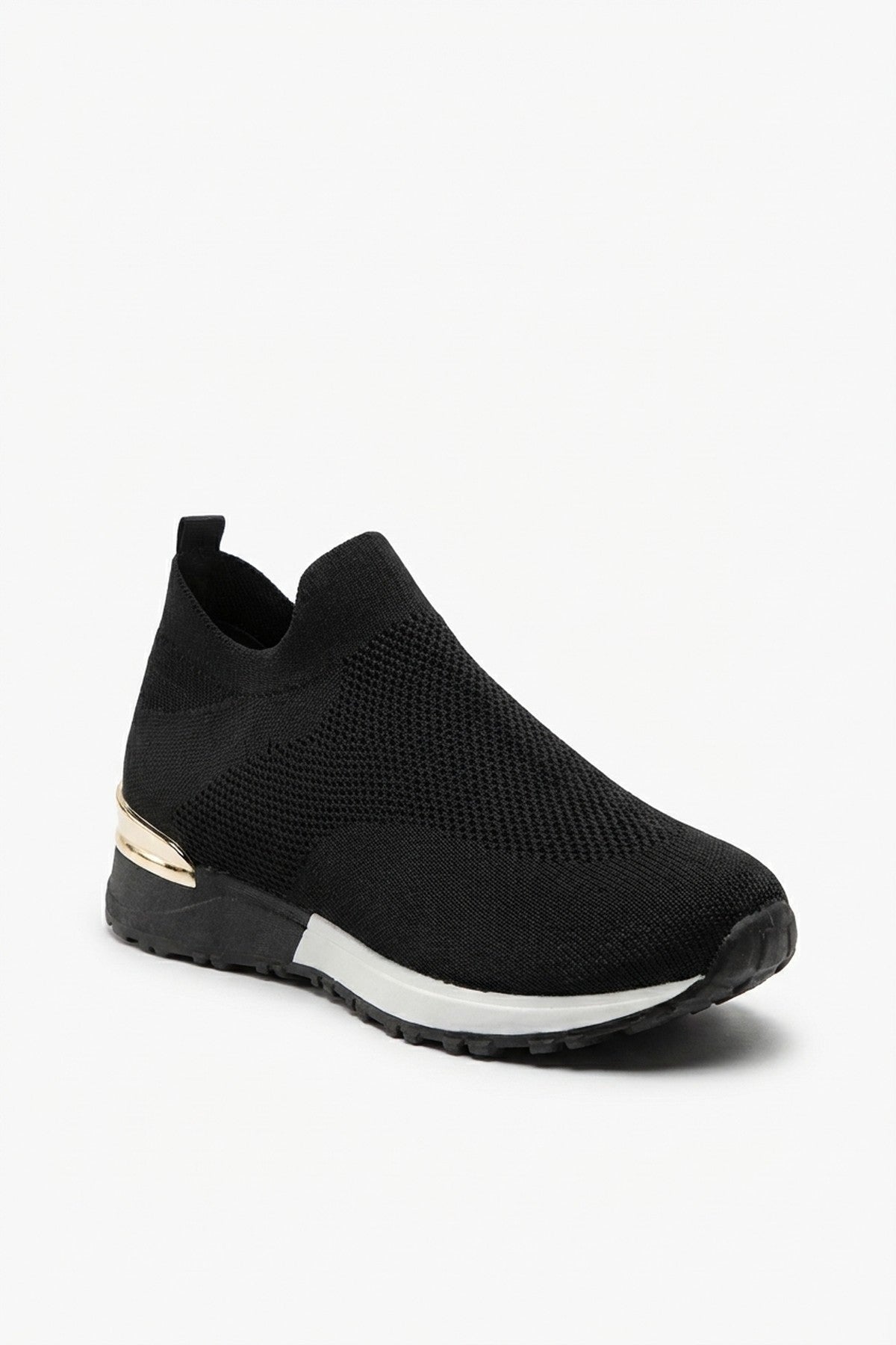 Black iKrush Black Jessi Slip On Sock Wedge Trainers, Image 5 of 8
