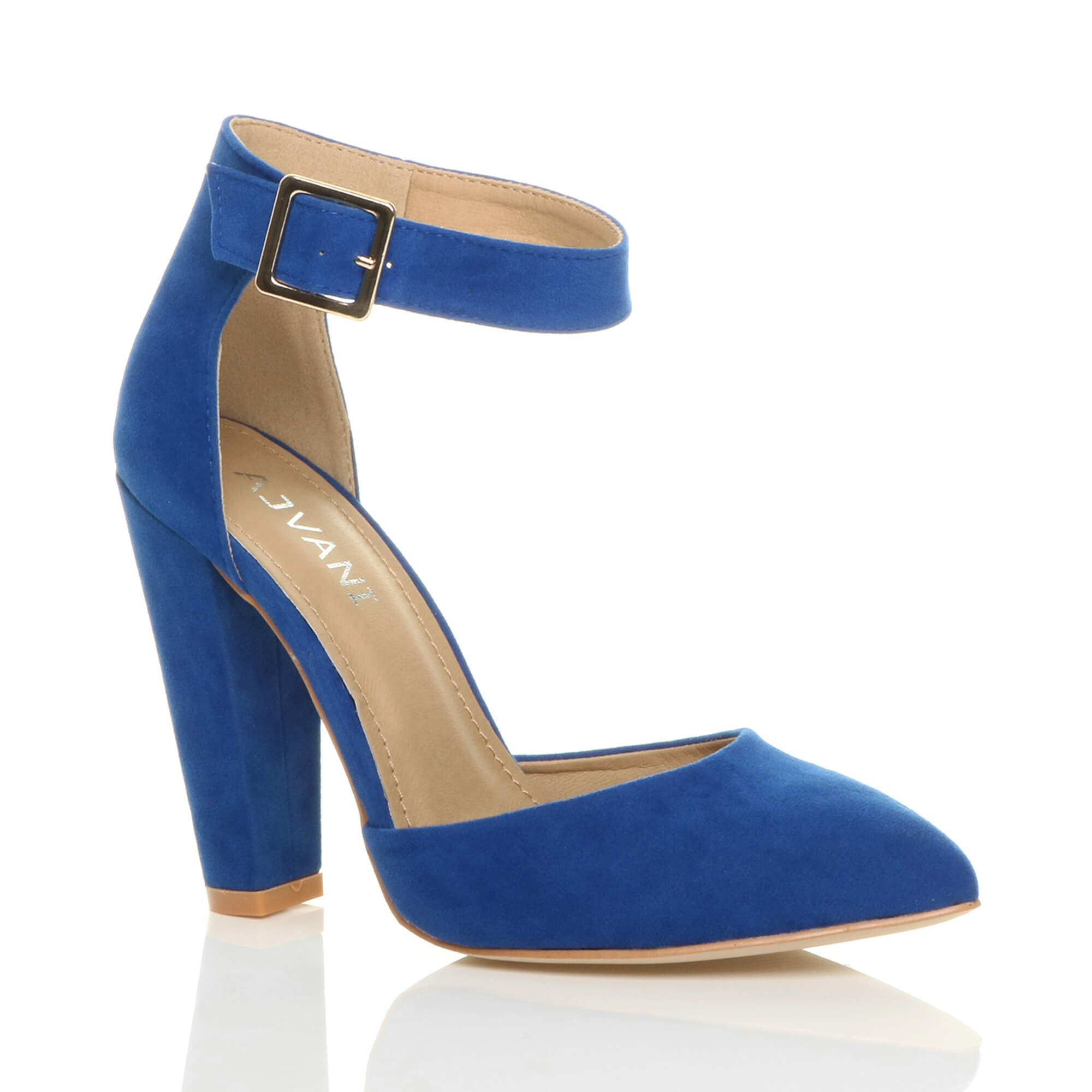 Purple High Heel Ankle Strap Pointed Toe Court Shoes