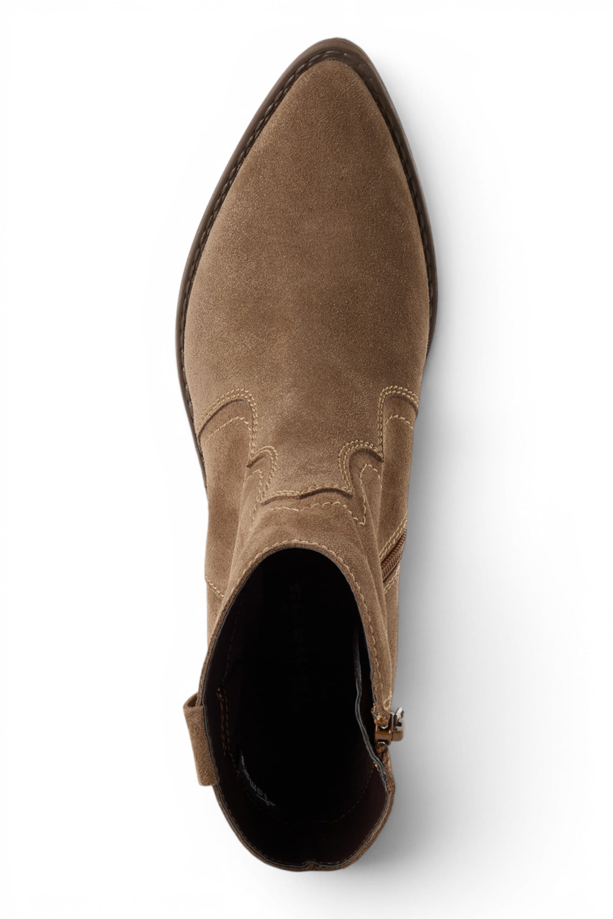 Camel Suede Leather Cowboy Western Ankle Boots, Image 7 of 8