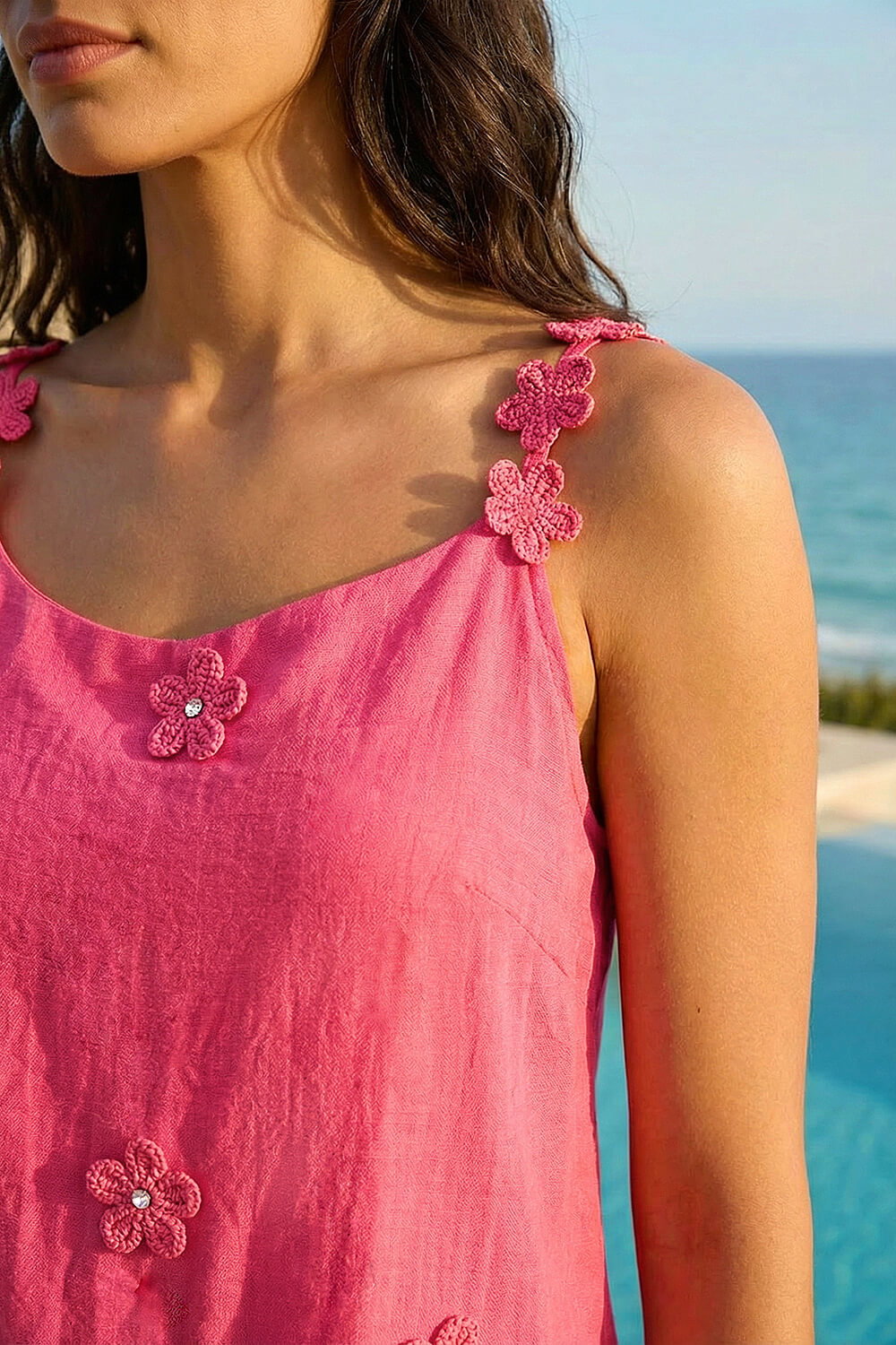 Coral Floral Embroidered Cami Top, Image 5 of 4