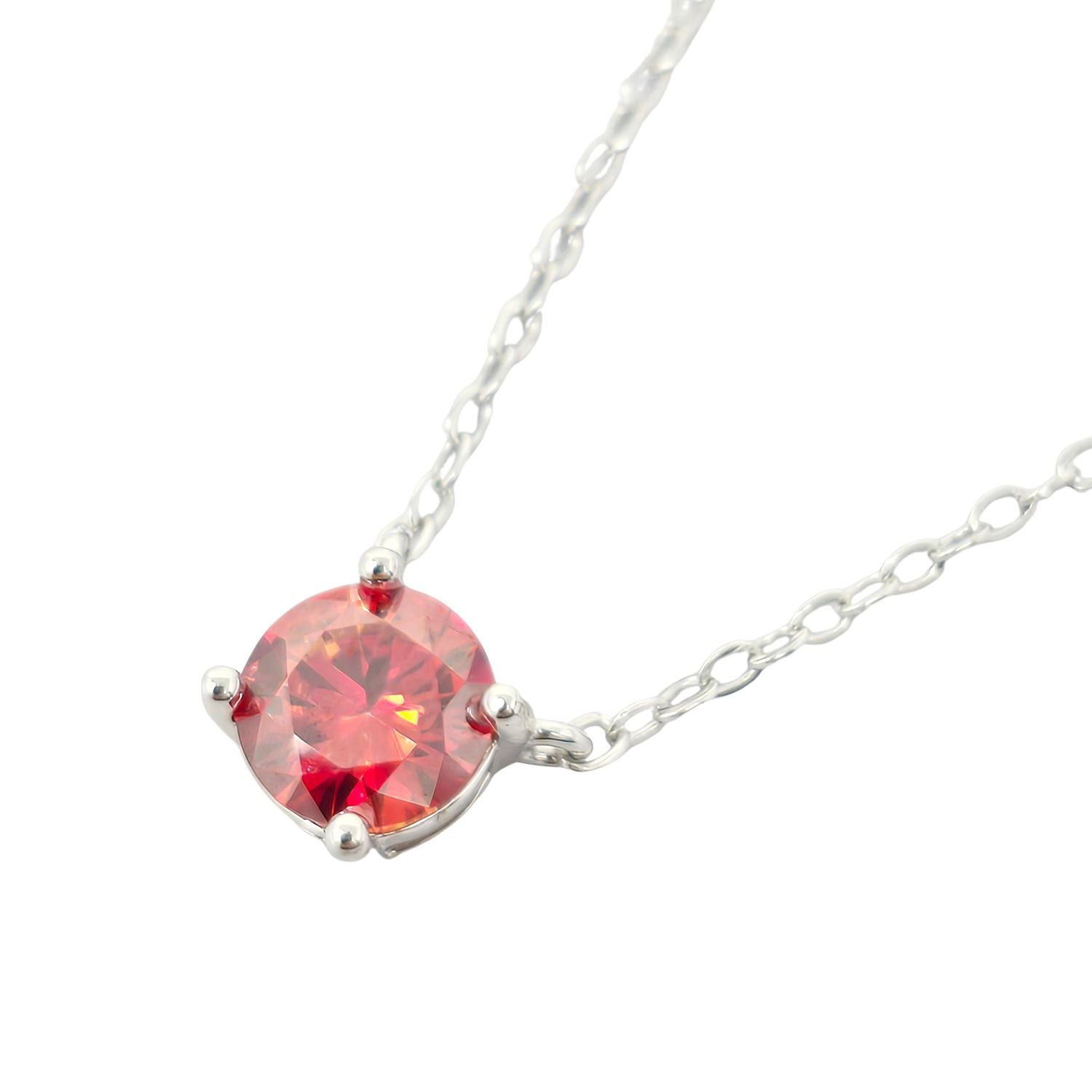 Red Ruby Moissanite Crystal Sterling Silver Necklace