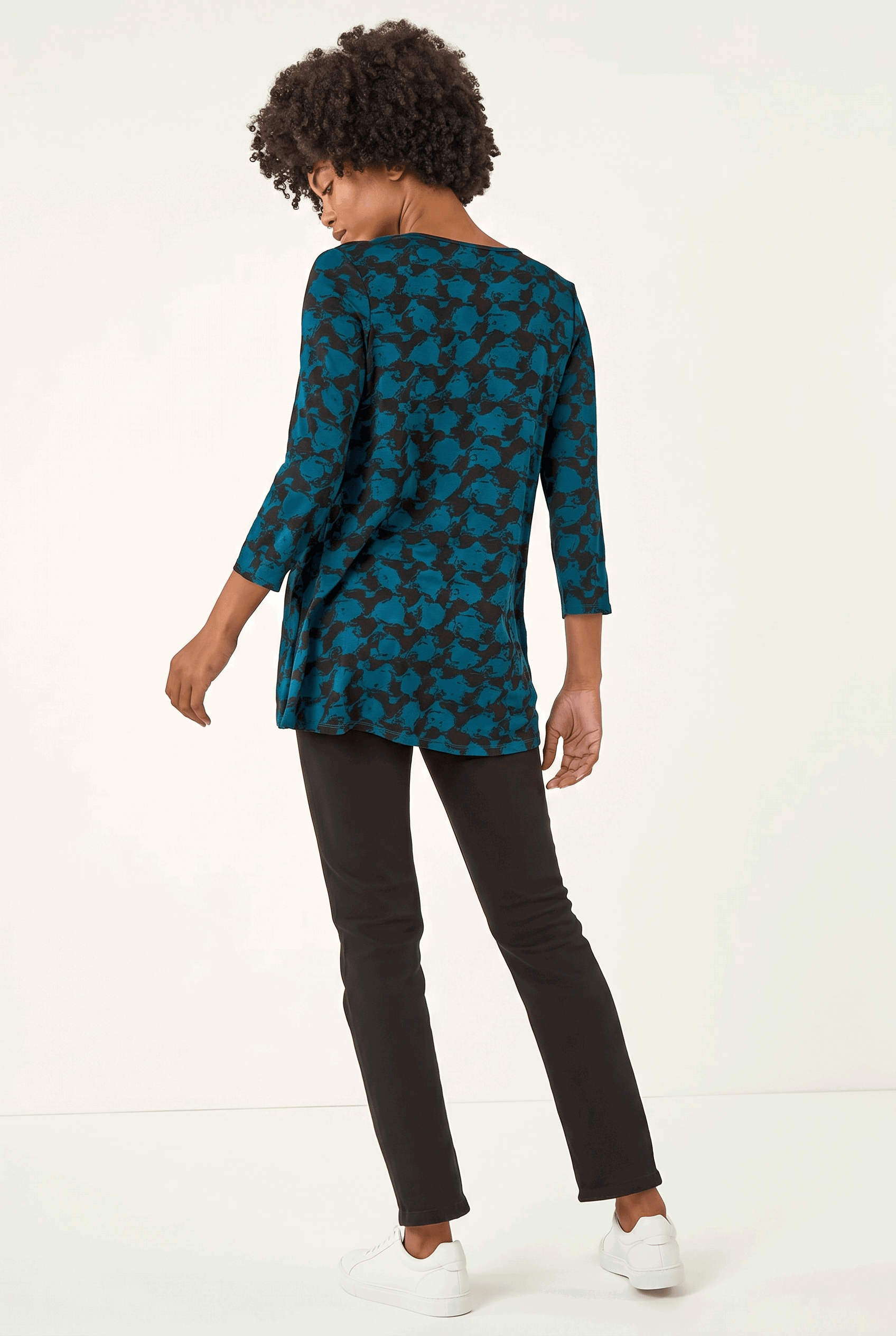 Blue Printed Pleat Front Top, Image 4 of 6
