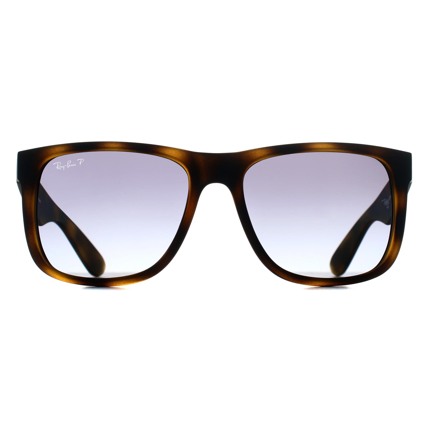 Brown Rectangle Matte Havana Blue Gradient Polarized RB4165 Justin, Image 1 of 3