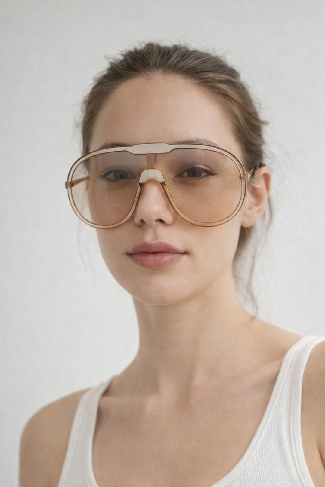 Natural Wave Mask Sunglasses in Champagne, Image 2 of 2