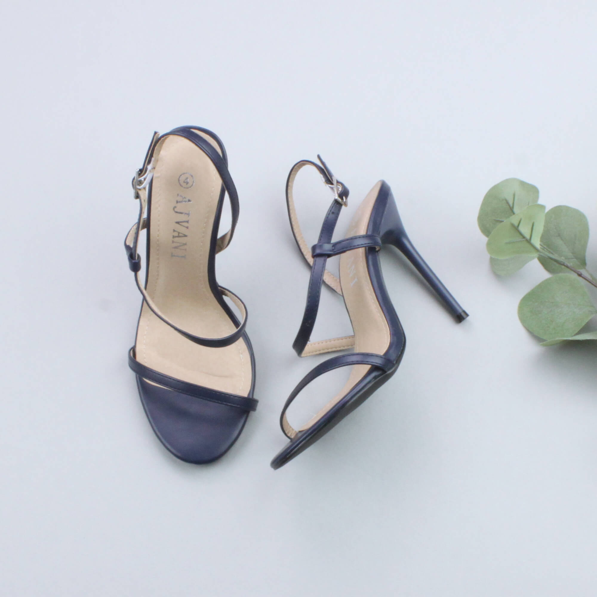 Navy Blue AJVANI Navy Blue Party Barely There Strappy High Heels, Image 4 of 6