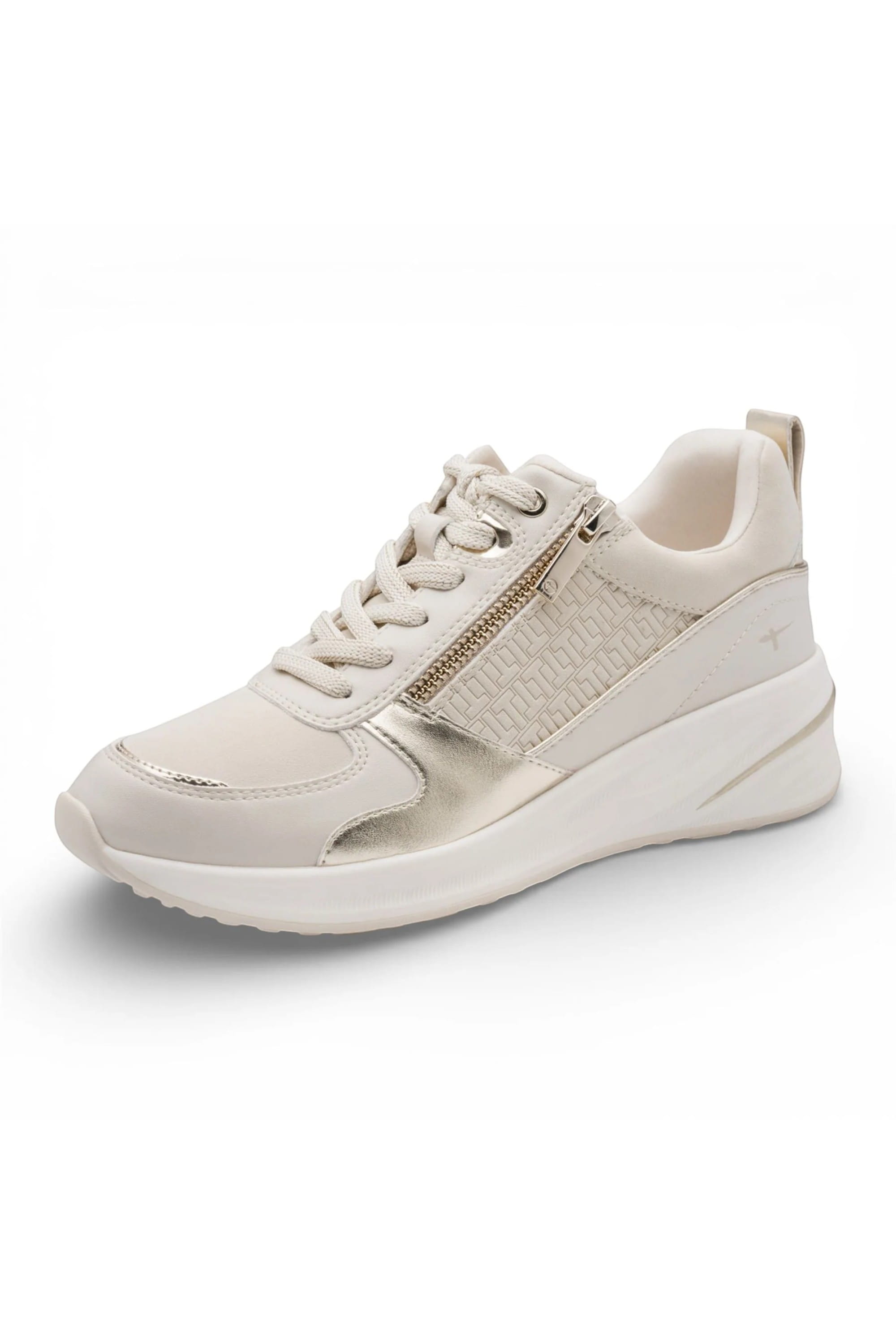 Ivory Tamaris Ivory Tamaris  White Gold Platform Sneakers, Image 3 of 6