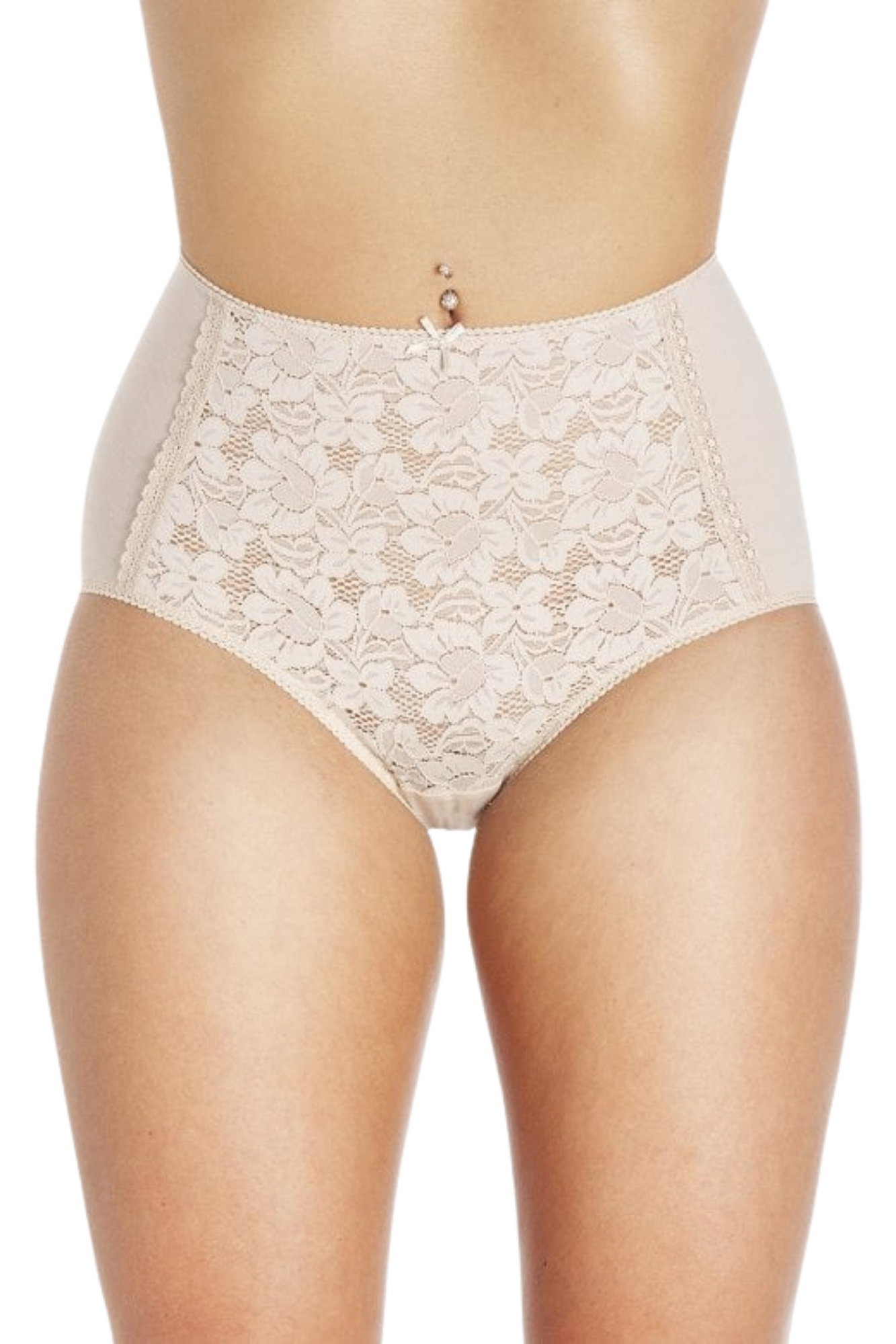 Beige 3 Pack Lace Front Full Briefs, Image 1 of 2
