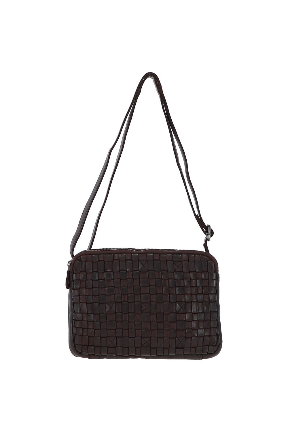 Dark Brown 'Perfezione' Three Section Vintage Woven Leather Shoulder Bag, Image 1 of 3