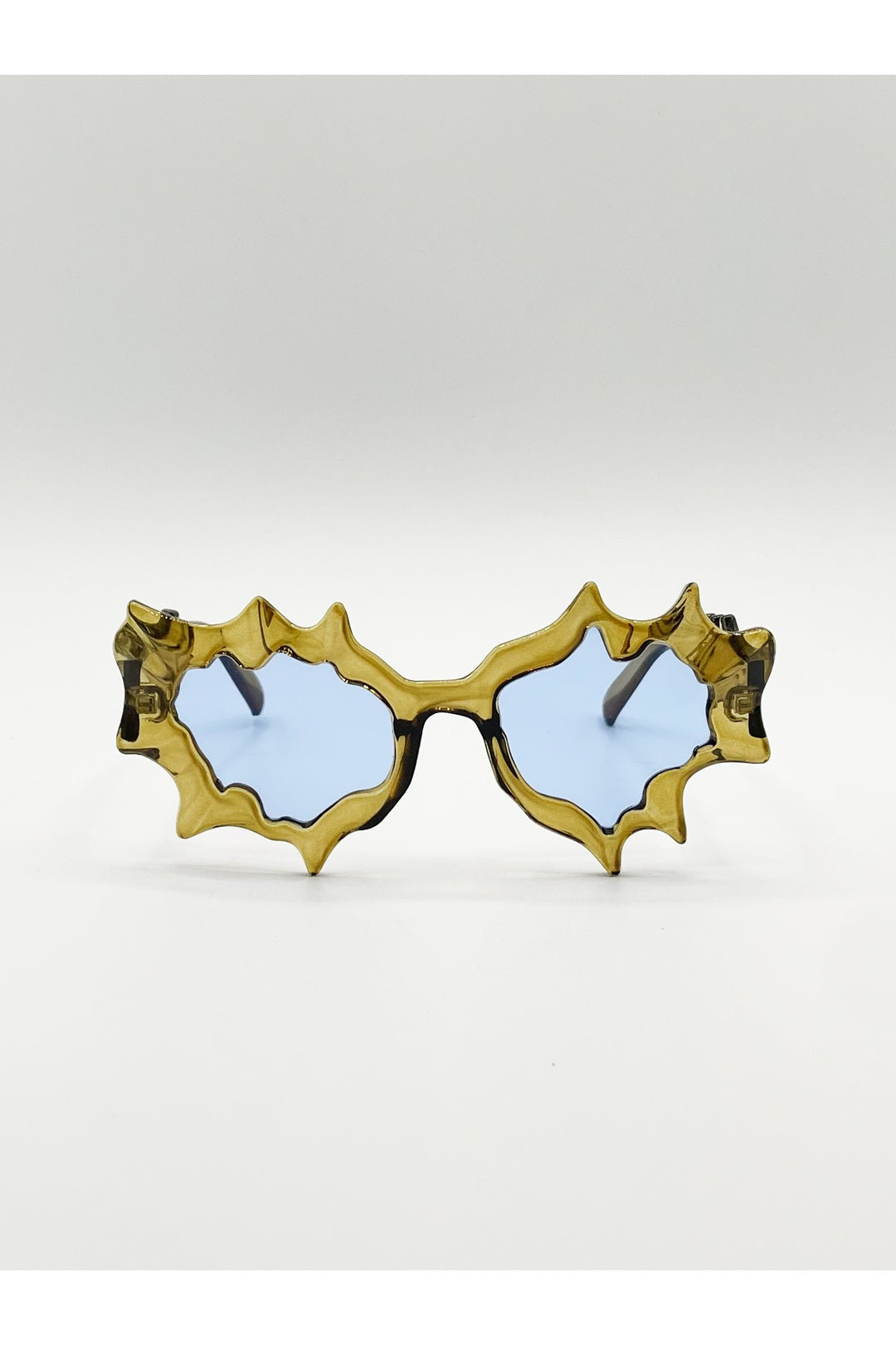 Brown Y2K Irregular Novelty Sunglasses in Brown, Image 1 of 6