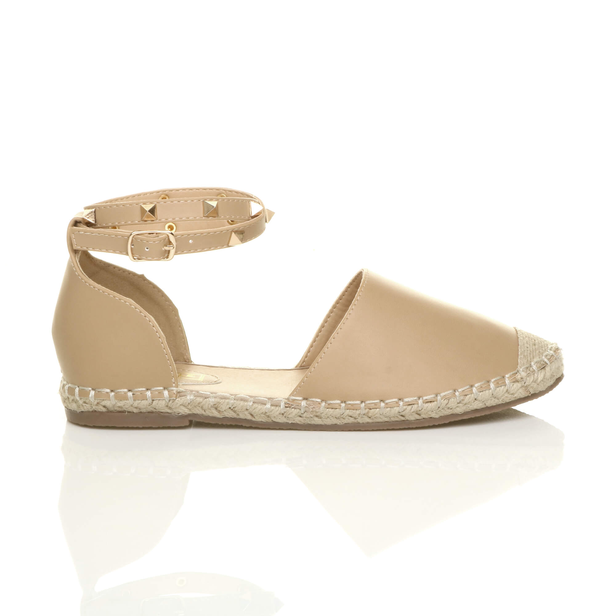 Natural AJVANI Natural Flat Ankle Strap Espadrilles Sandals, Image 2 of 5