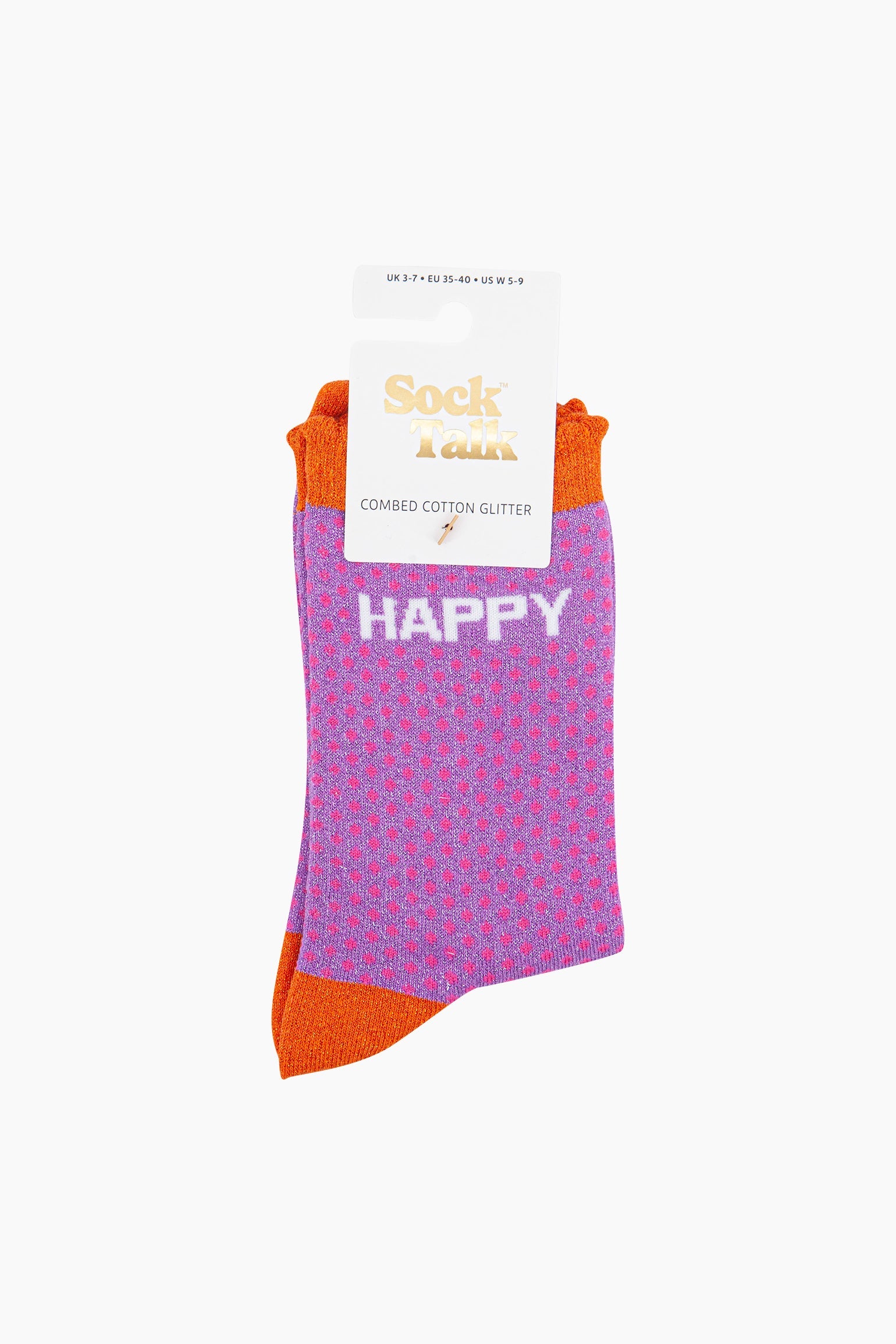 Lilac Happy Combed Cotton Glitter Socks, Image 4 of 4