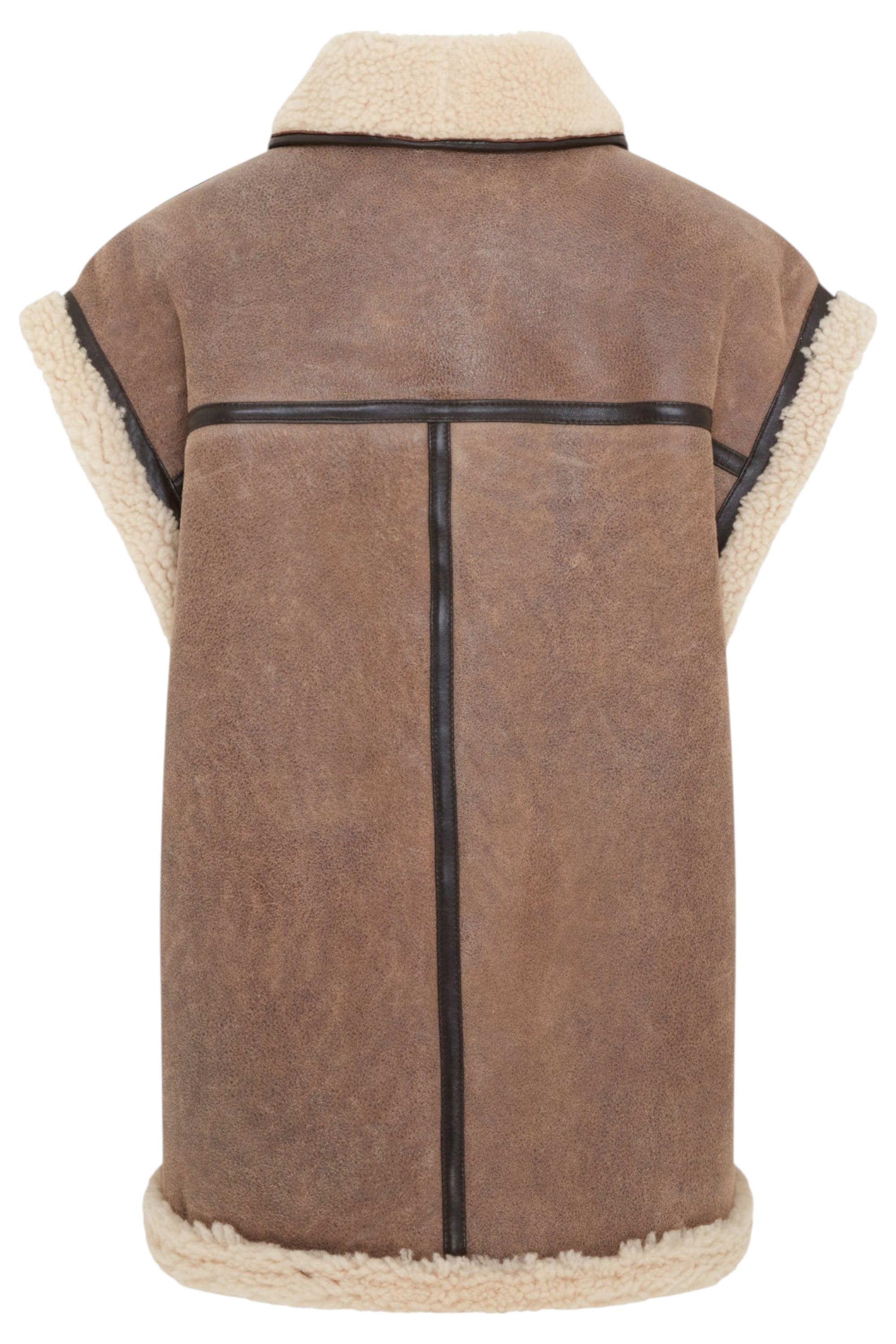 Brown Aviator Shearling Leather Gilet - Chevak, Image 4 of 7