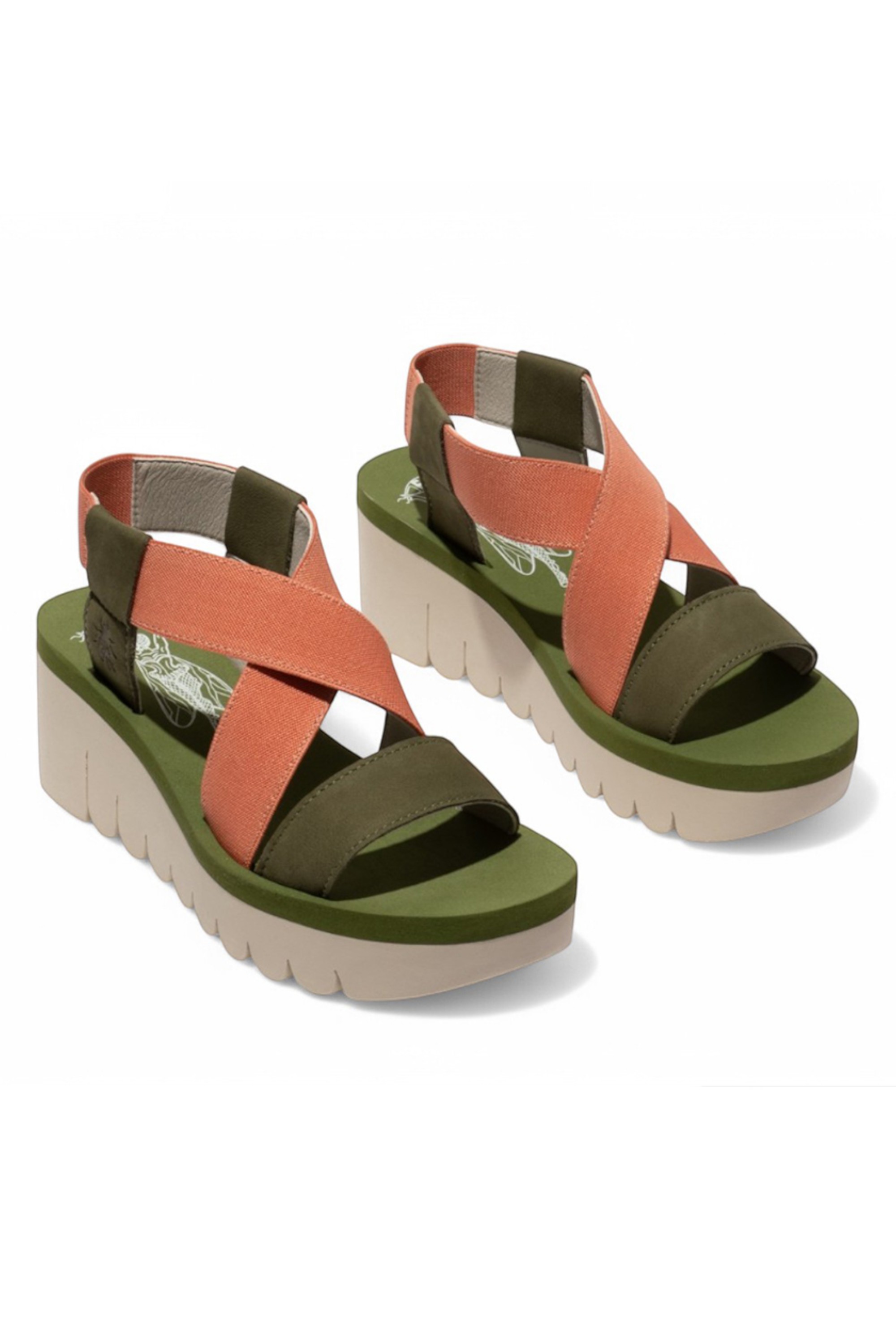 Dark Green Womens Casual Wedge Sandals -YABI922FLY, Image 2 of 3