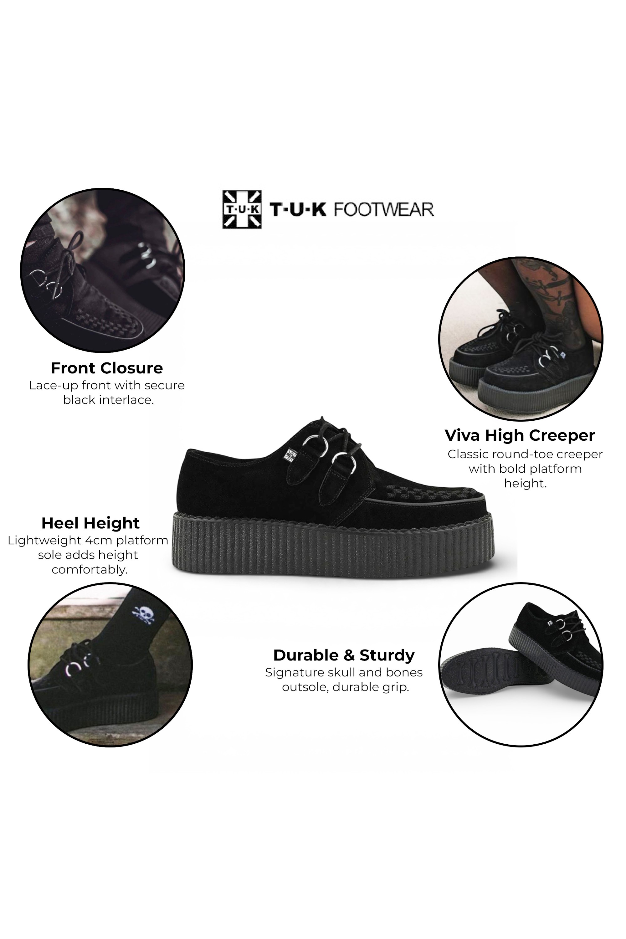 Black TUK Footwear Black Viva High Creeper Goth Shoes - AV7757, Image 3 of 7
