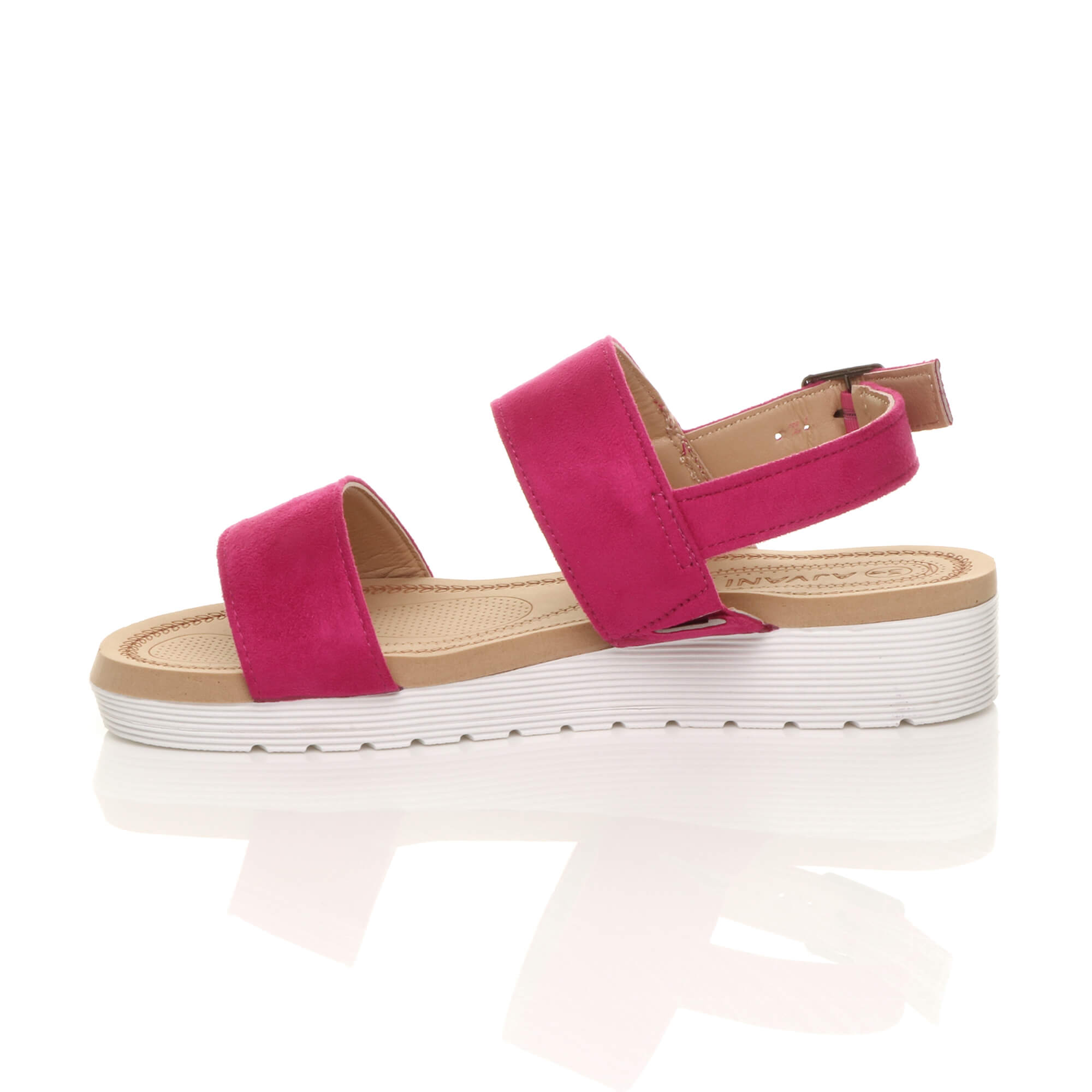 Fuchsia AJVANI Fuchsia Flatform Strappy Slingback Sandals, Image 3 of 6