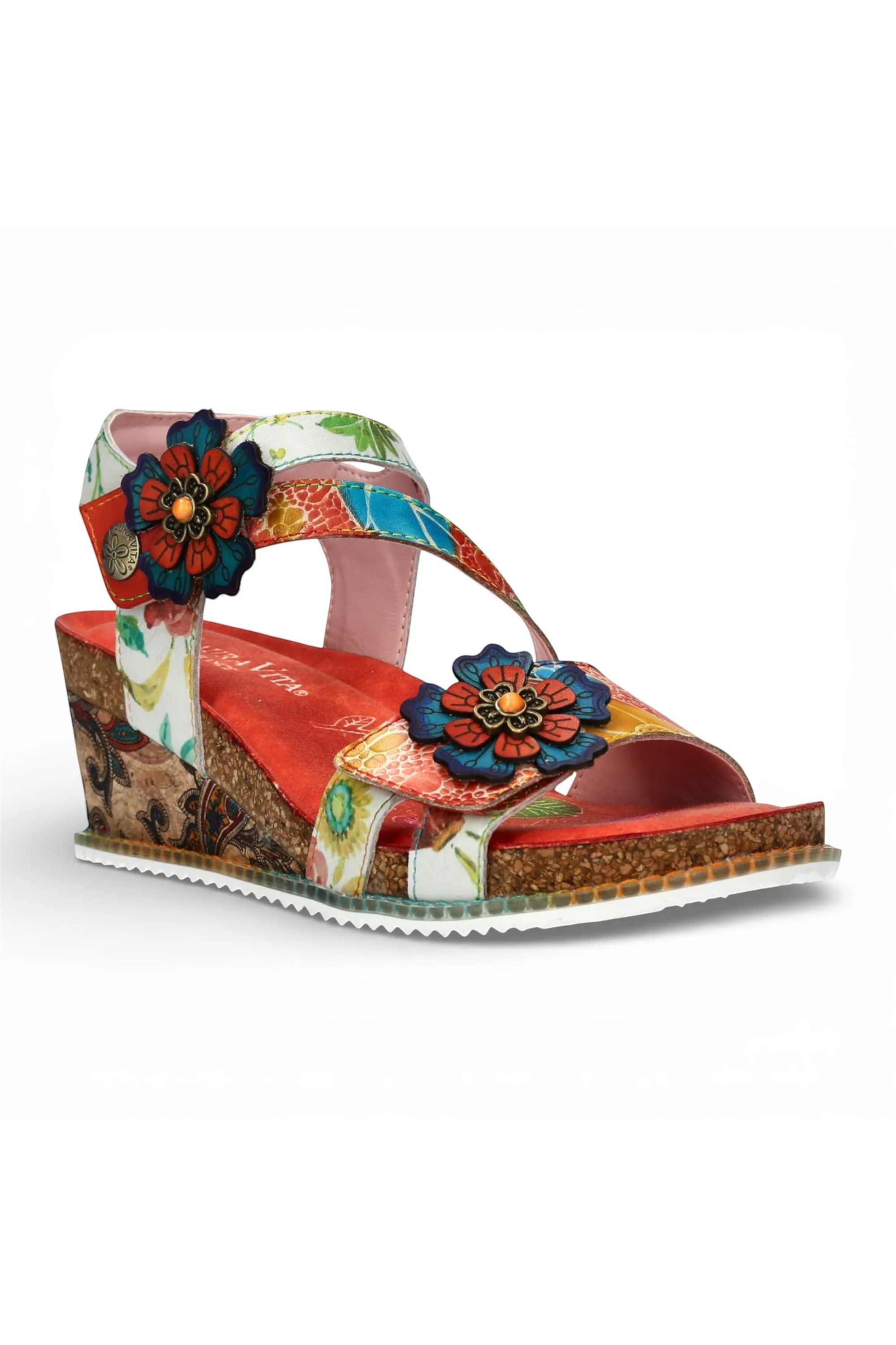 Orange Womens Cushioned Wedge Sandals-BONITO-32, Image 2 of 7