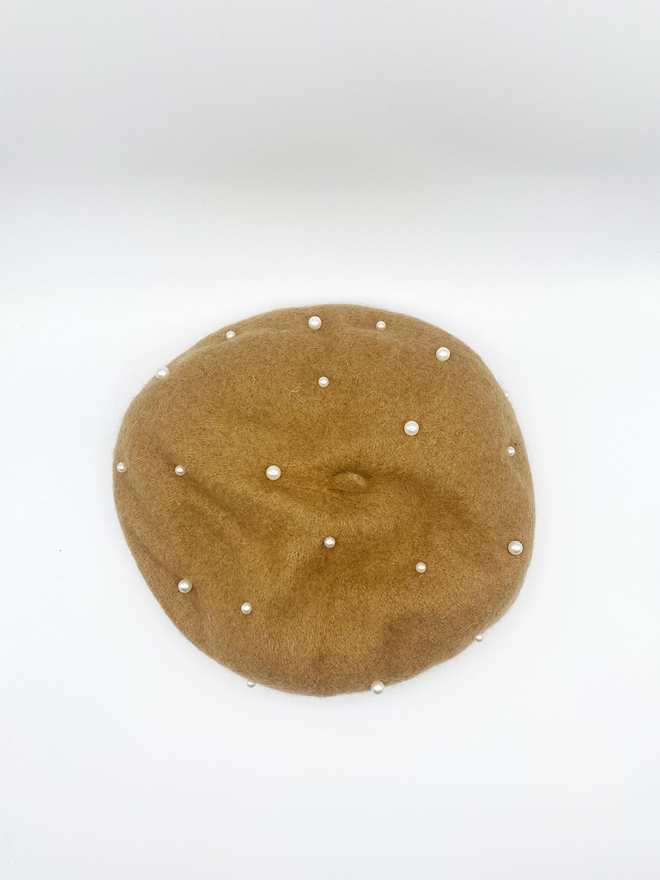 Dark Orange Faux Pearl Felt Beret, Image 3 of 7