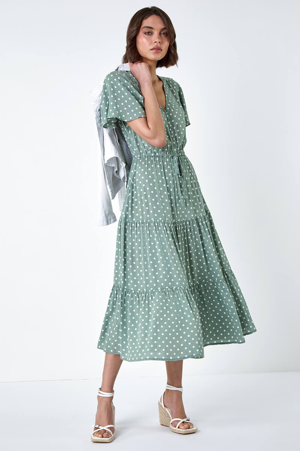 Sage Polka Dot Dress main image 1