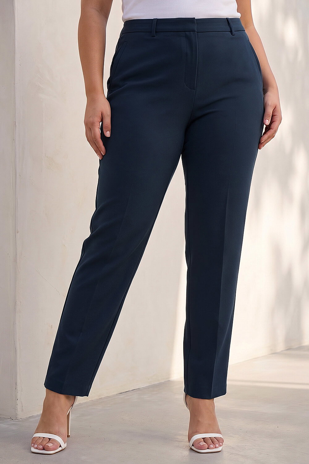 Navy Curve Straight Leg Trouser , Image 3 of 4