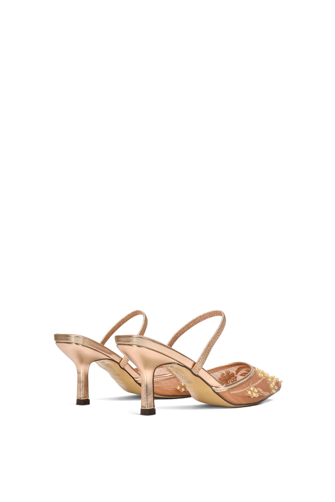 Rose Embroidered Slingback Mesh Court Shoes, Image 4 of 6
