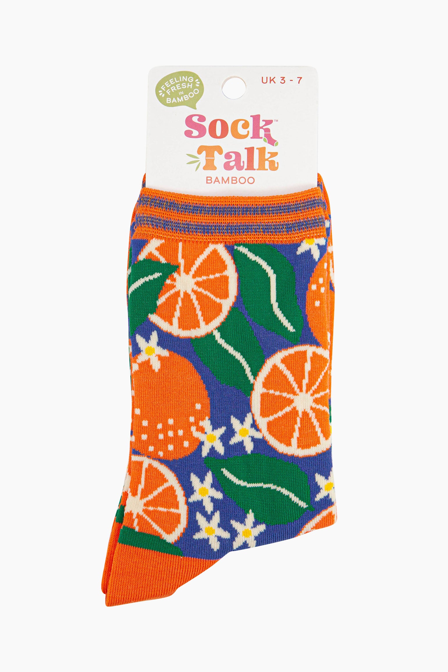 Blue Orange Fruit Tree Bamboo Socks, Image 3 of 3